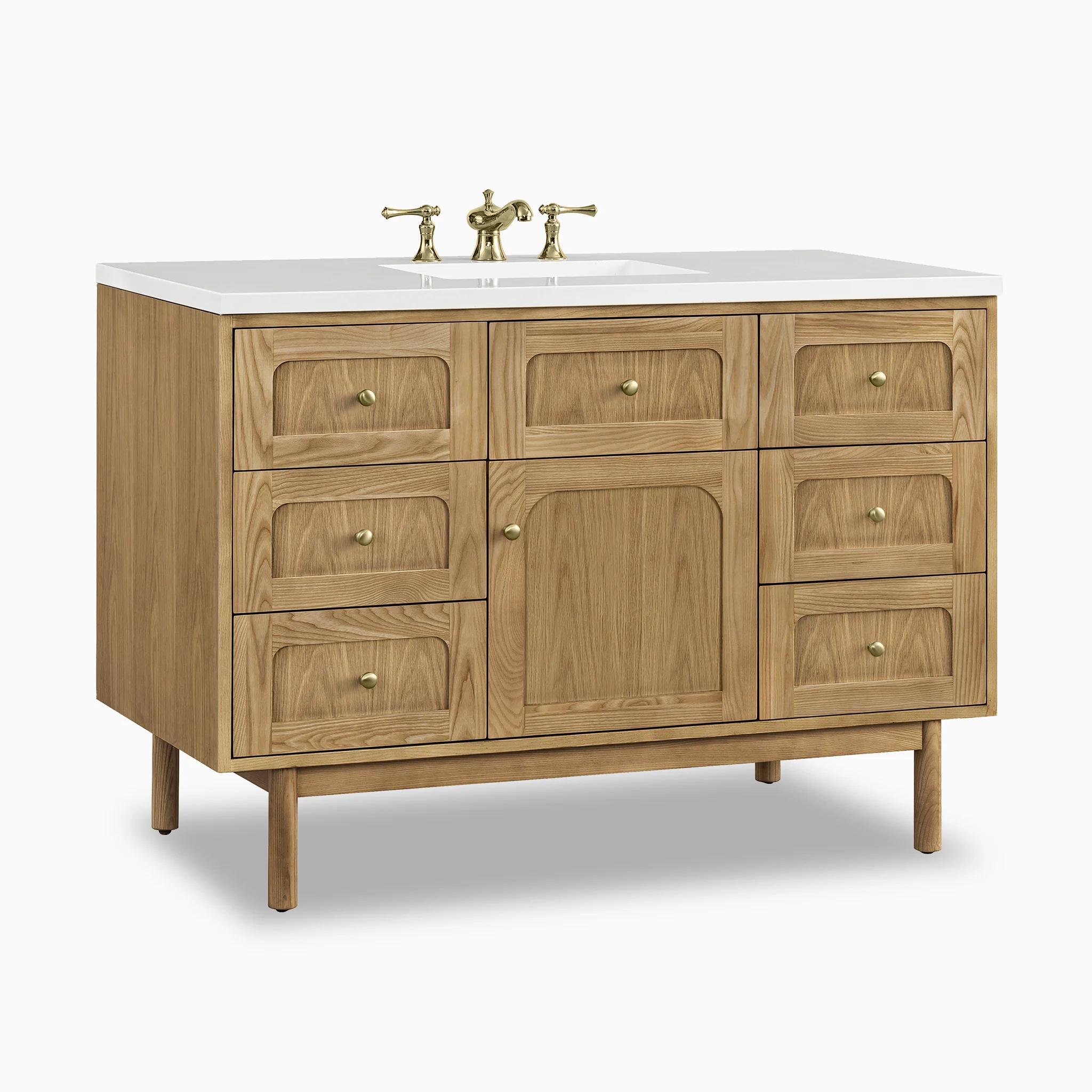 Abigail 48" Single Vanity in Light Natural Oak with 3 cm White Zeus Quartz Top - Image 3