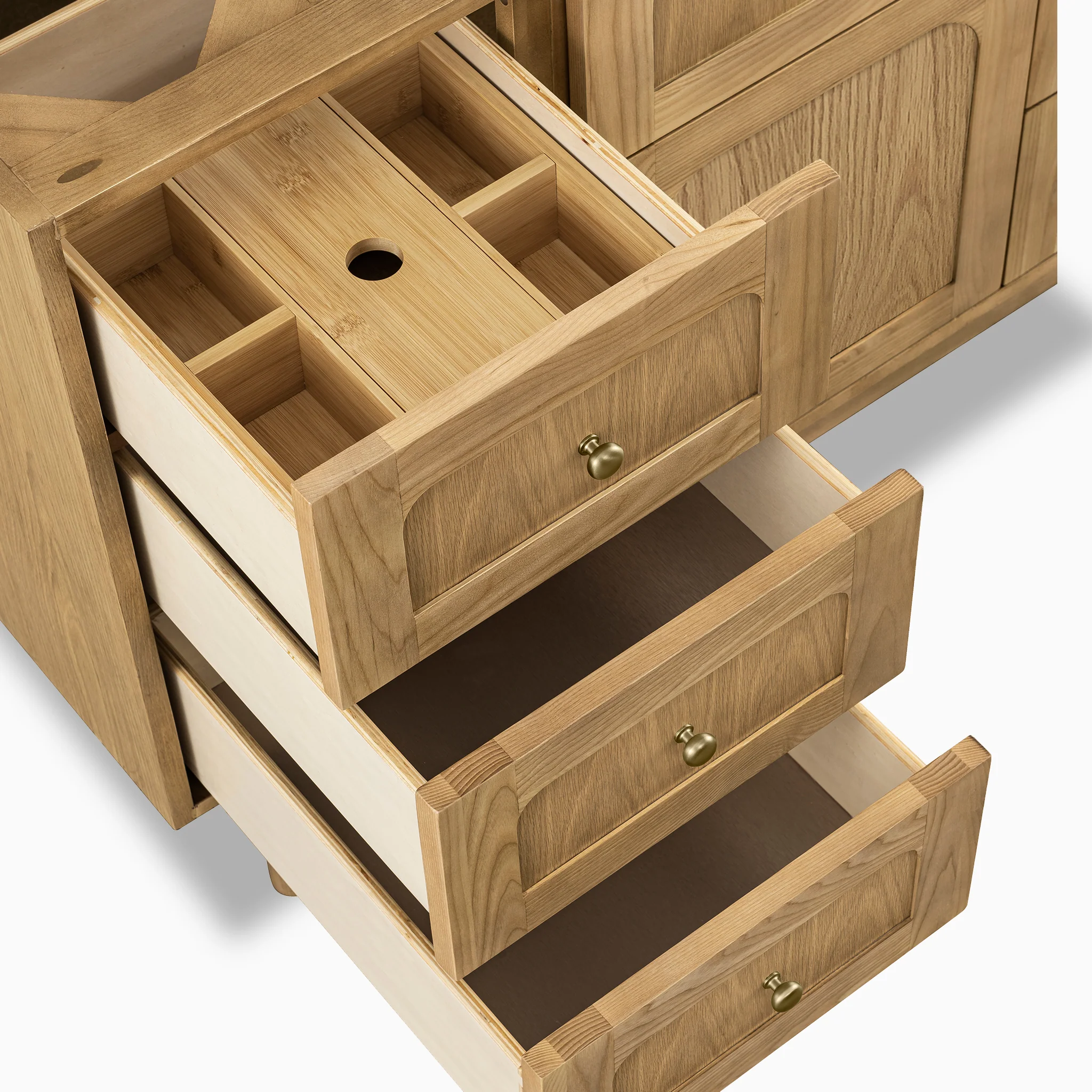 Abigail 48" Single Vanity in Light Natural Oak with 3 cm White Zeus Quartz Top - Image 6