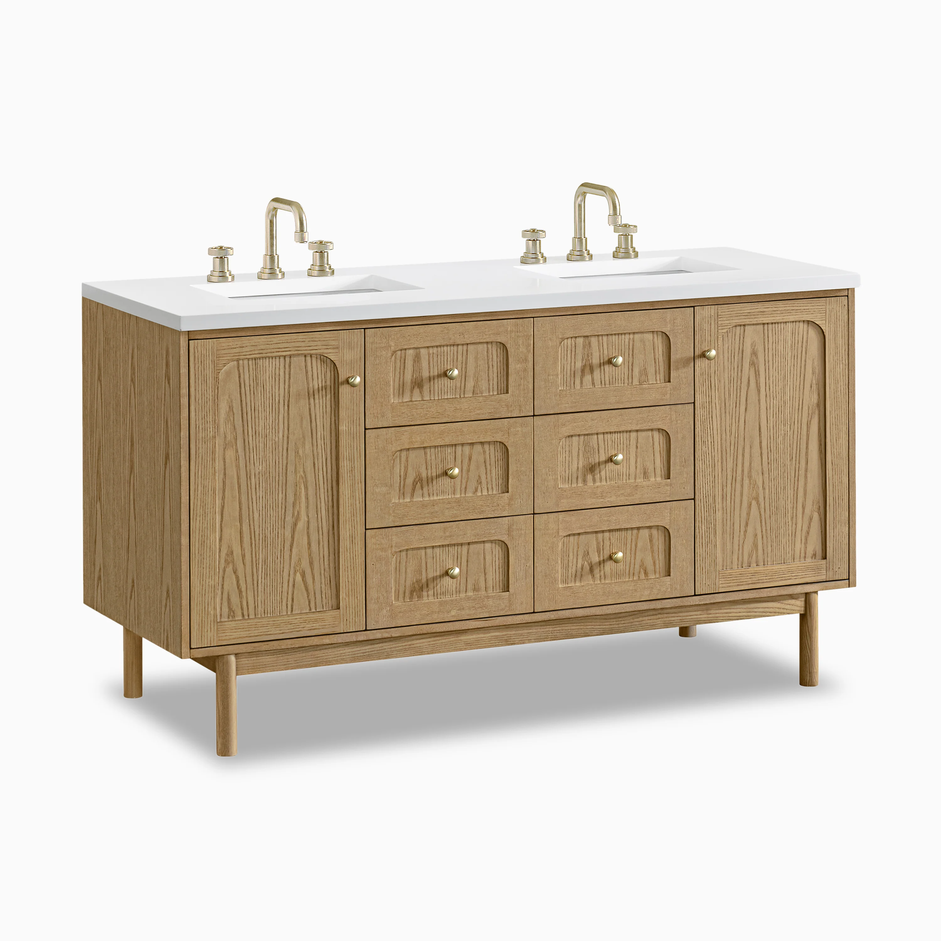 Abigail 60" Double Vanity in Light Natural Oak with 3 cm White Zeus Quartz Top - Image 3