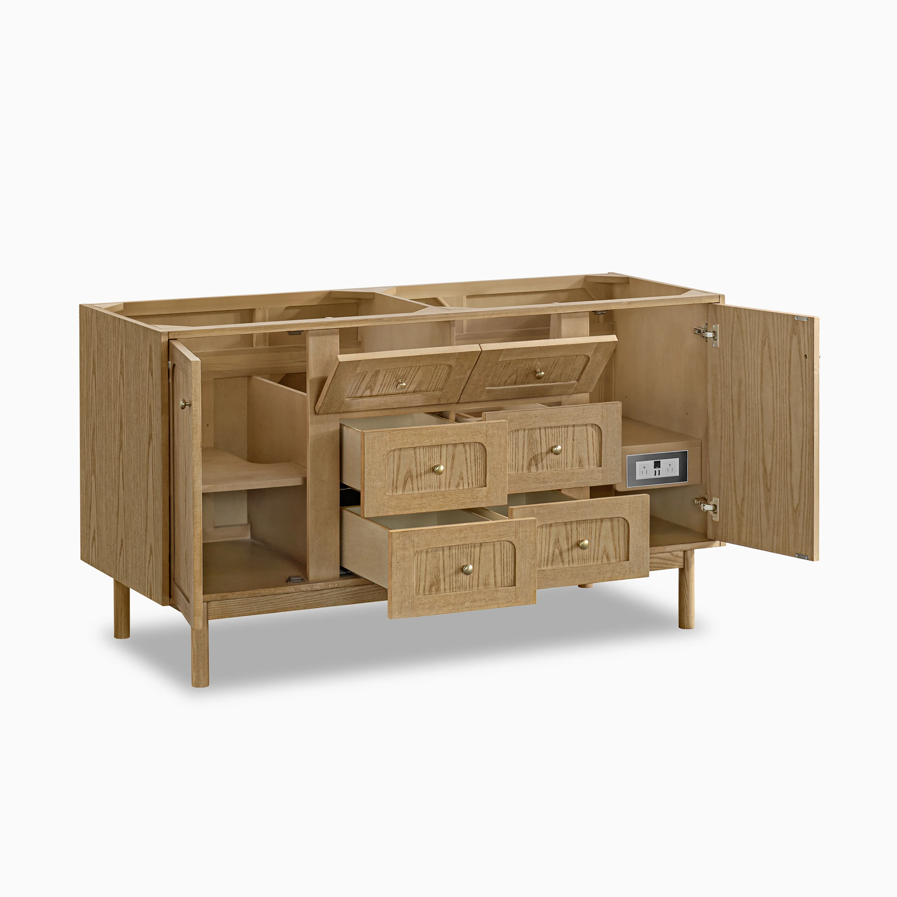 Abigail 60" Double Vanity in Light Natural Oak with 3 cm White Zeus Quartz Top - Image 4