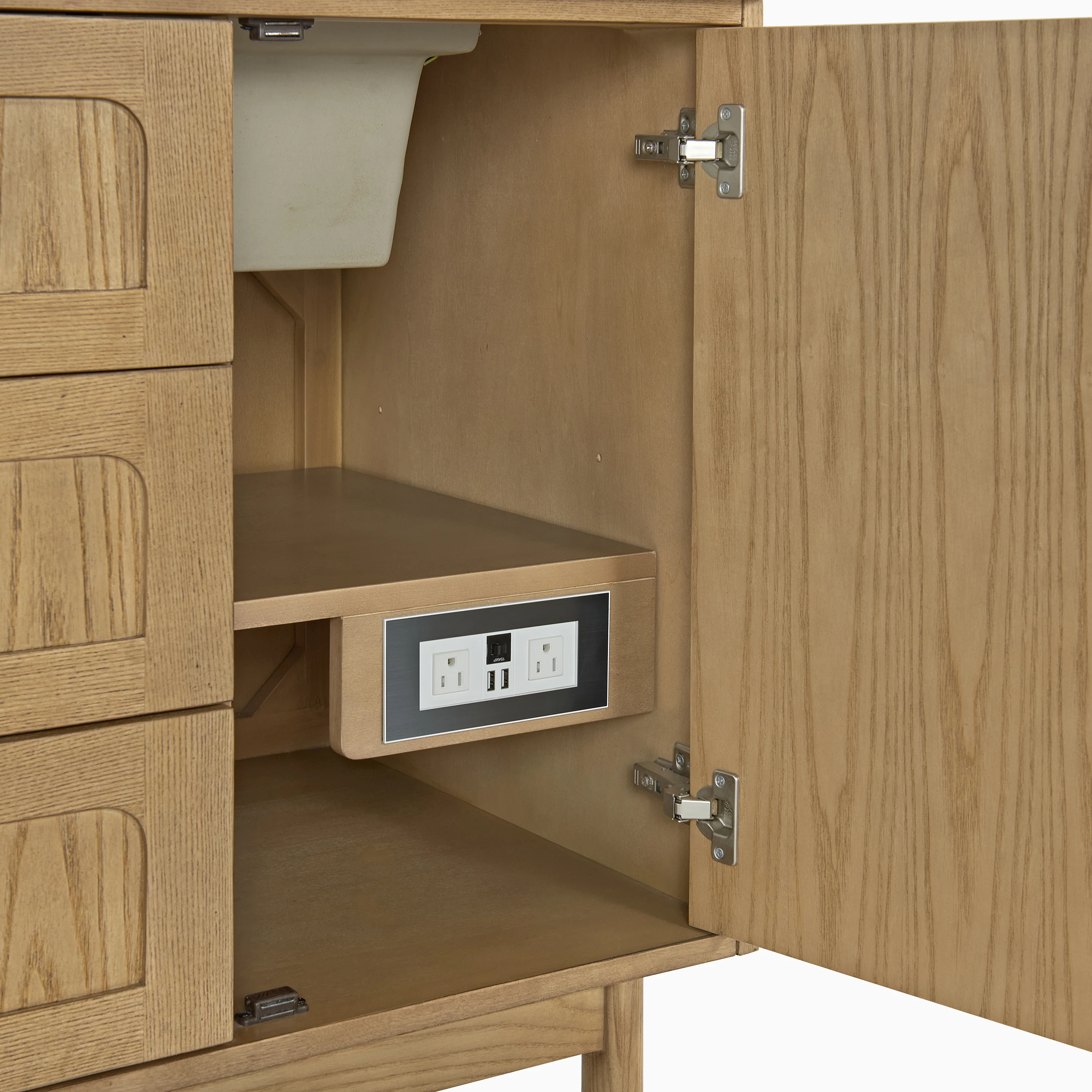 Abigail 60" Double Vanity in Light Natural Oak with 3 cm White Zeus Quartz Top - Image 8