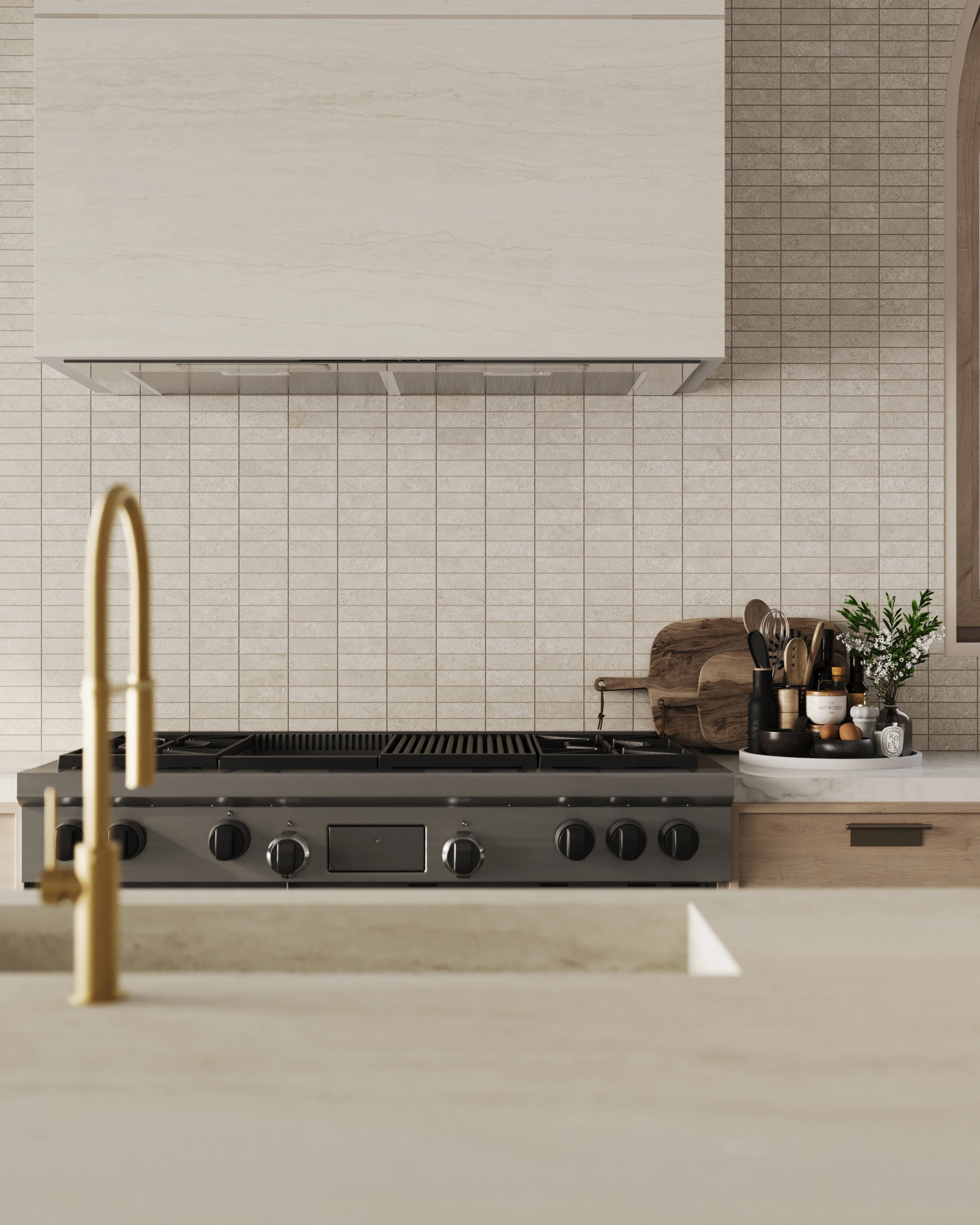 Adeline 1x4 Matte Porcelain Mosaic Tile in Taupe - Image 3