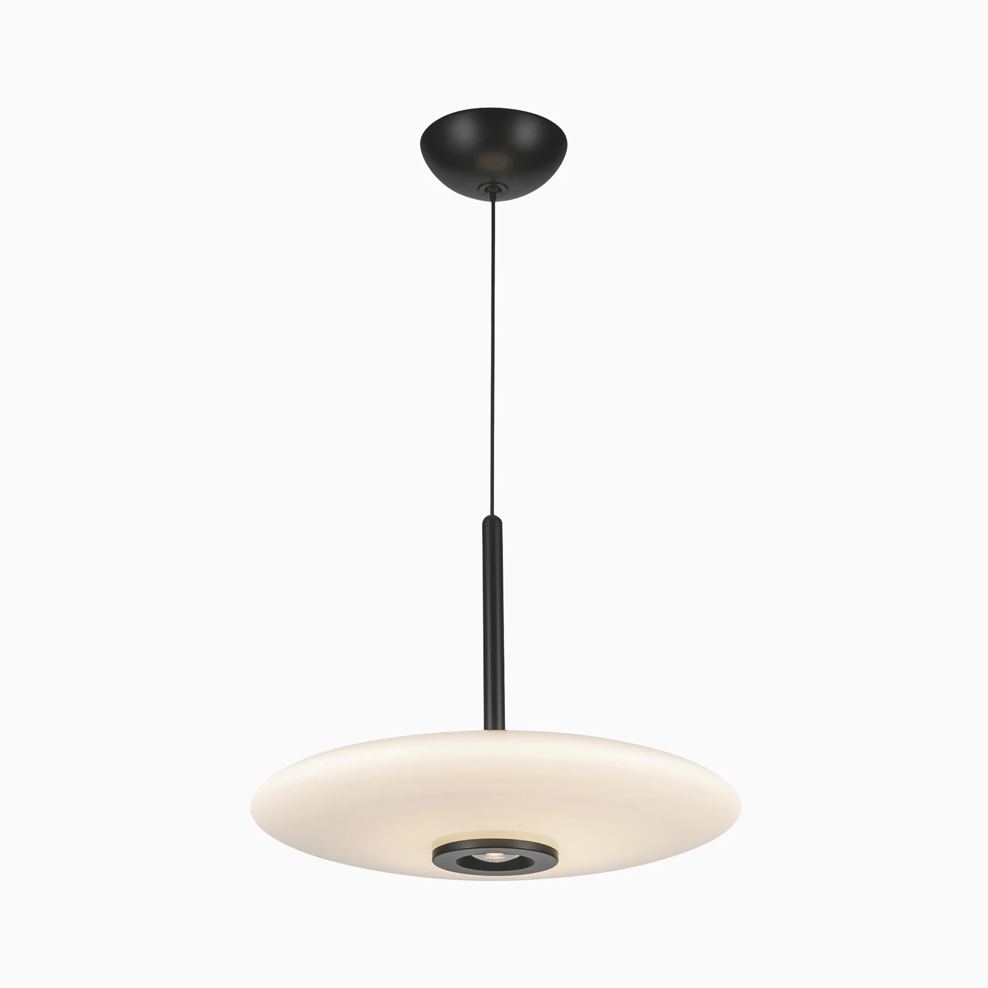 Adler 17" LED Pendant in Black/Glossy Opal Glass, Universal Voltage - Image 2