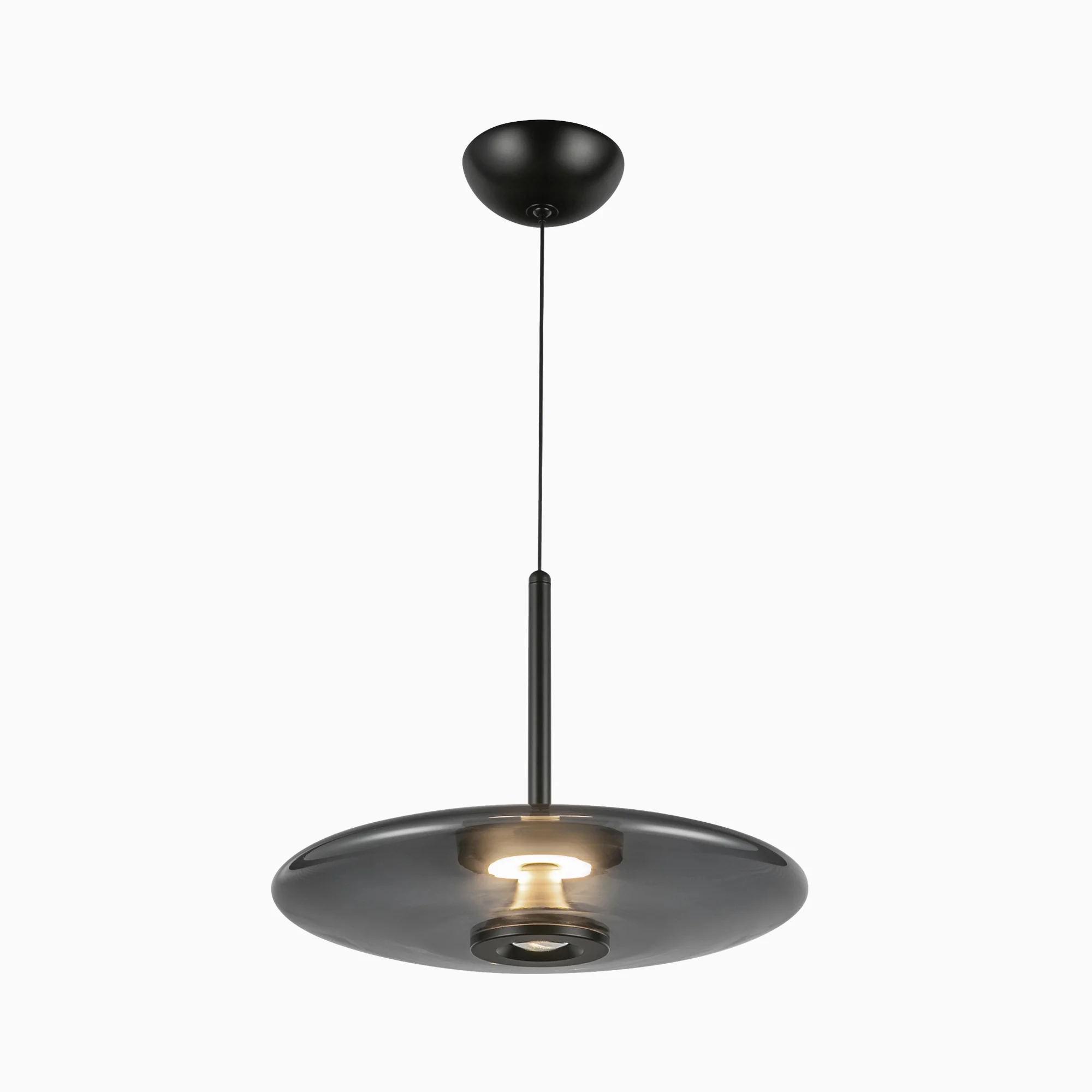Adler 17" LED Pendant in Black/Smoked Glass, Universal Voltage - Image 2