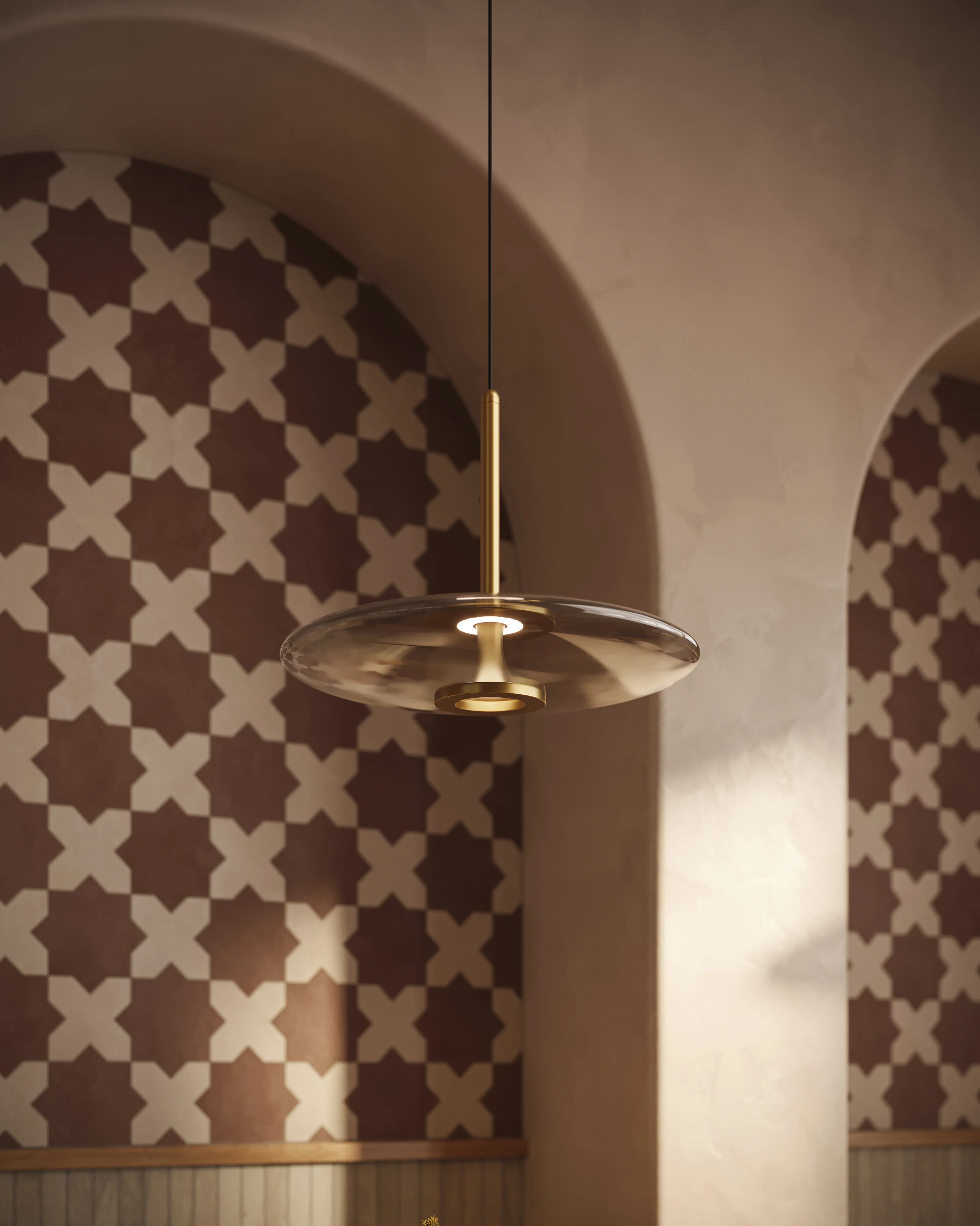 Adler 17" LED Pendant in Vintage Brass/Smoked Glass, Universal Voltage - Image 2