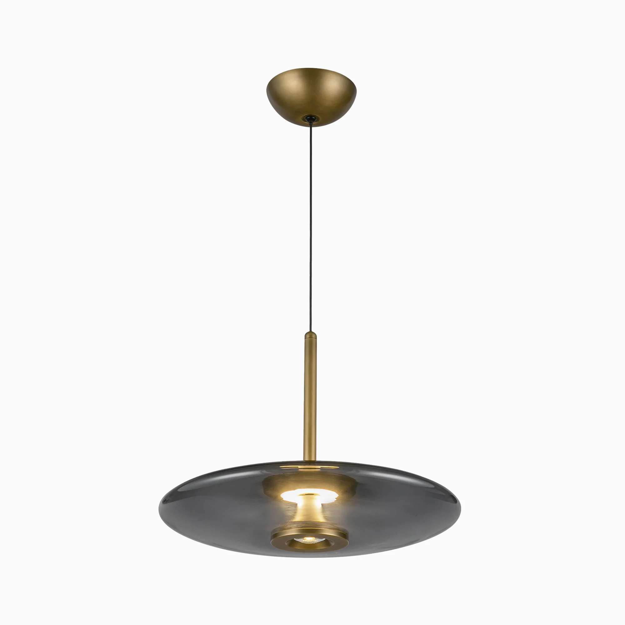 Adler 17" LED Pendant in Vintage Brass/Smoked Glass, Universal Voltage - Image 3