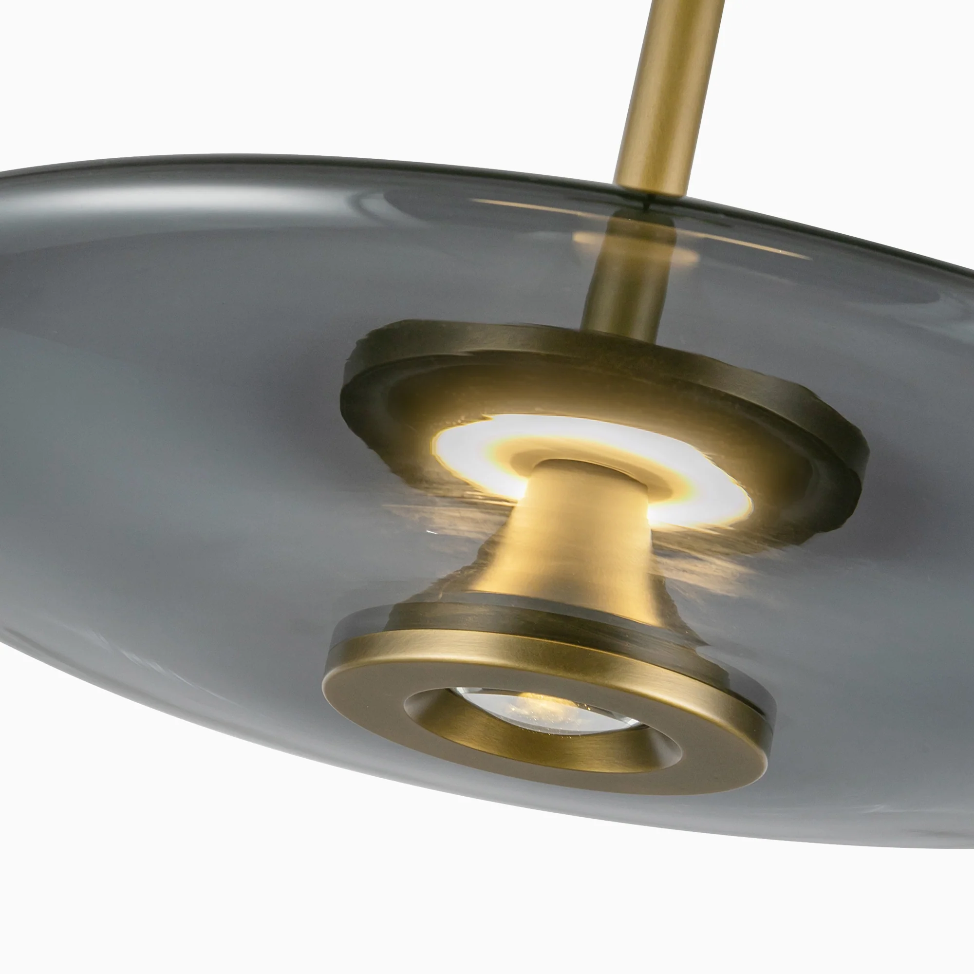 Adler 17" LED Pendant in Vintage Brass/Smoked Glass, Universal Voltage - Image 4