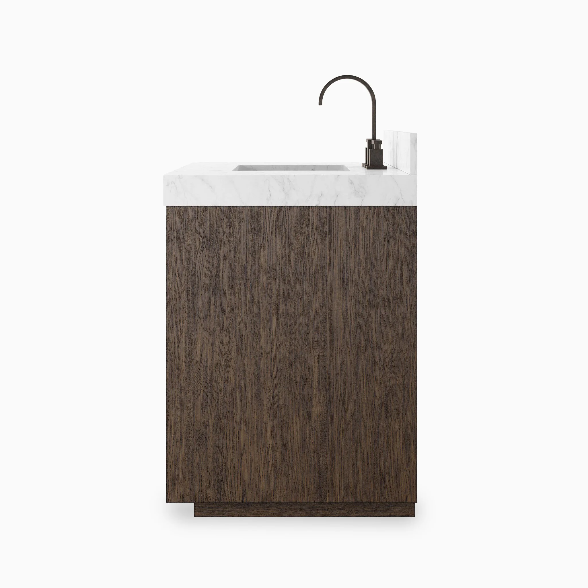Alisa 36" Single Vanity in Satin Espresso Oak Veneer with Carrara Marble Top - Image 3