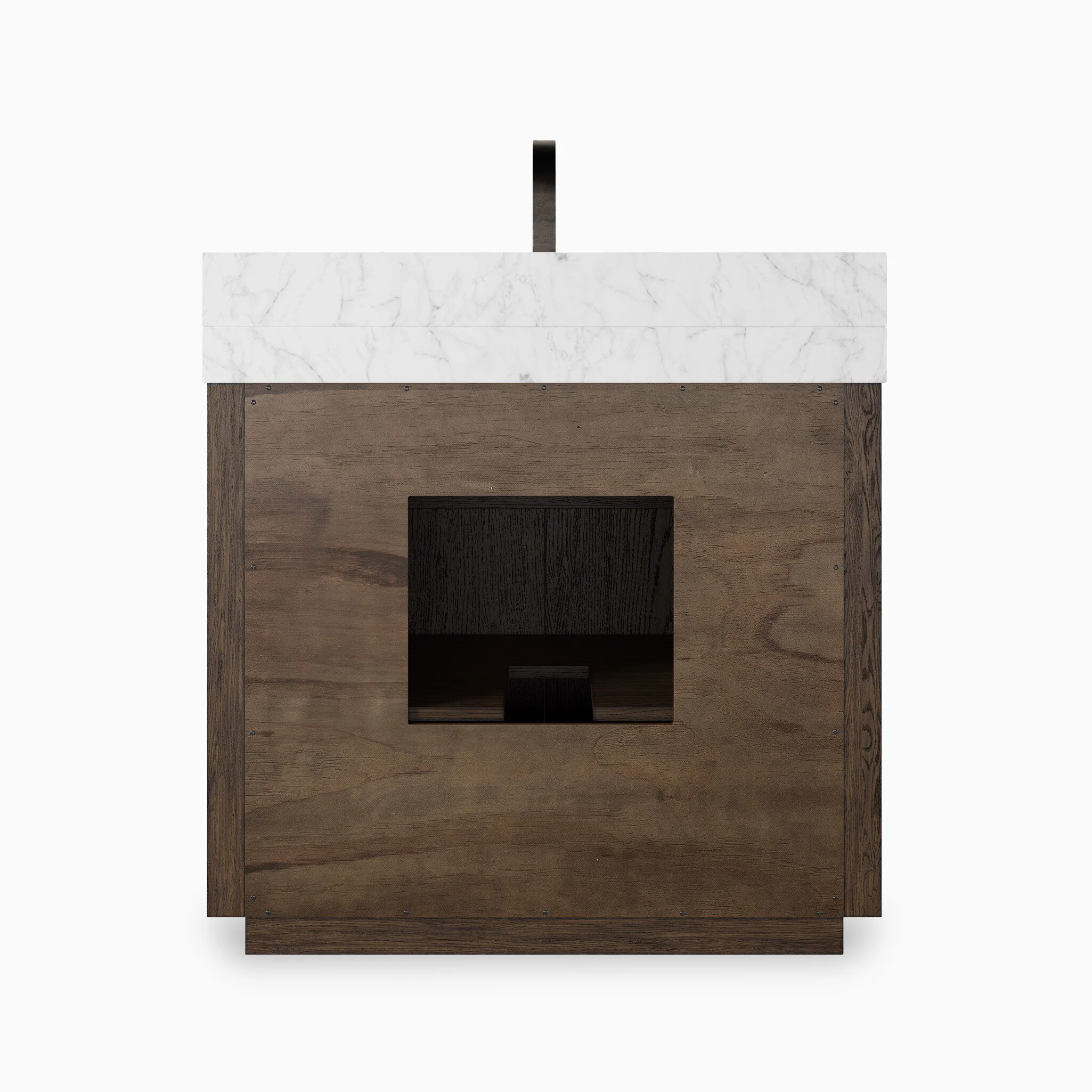 Alisa 36" Single Vanity in Satin Espresso Oak Veneer with Carrara Marble Top - Image 5