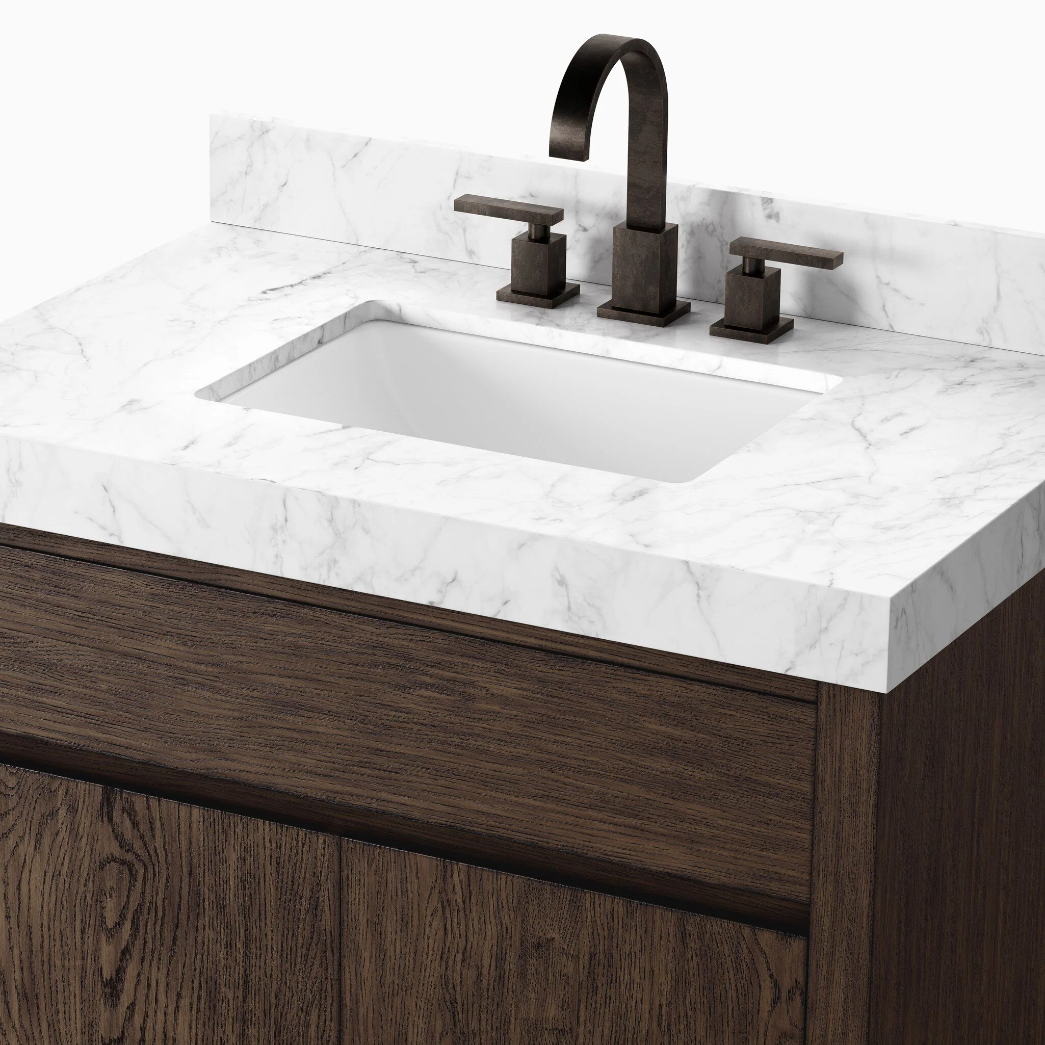 Alisa 36" Single Vanity in Satin Espresso Oak Veneer with Carrara Marble Top - Image 6