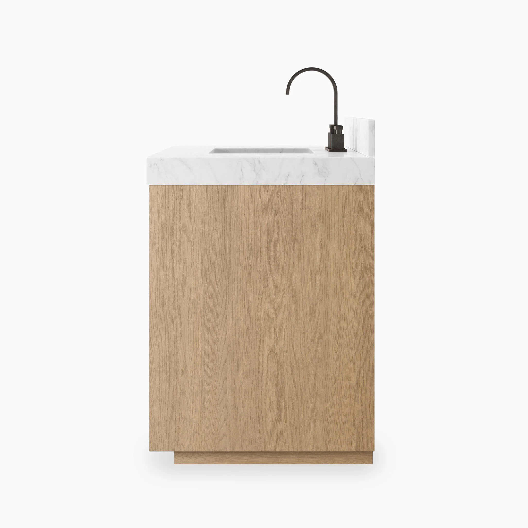 Alisa 36" Single Vanity in Satin Light Wash Oak Veneer with Carrara Marble Top - Image 3
