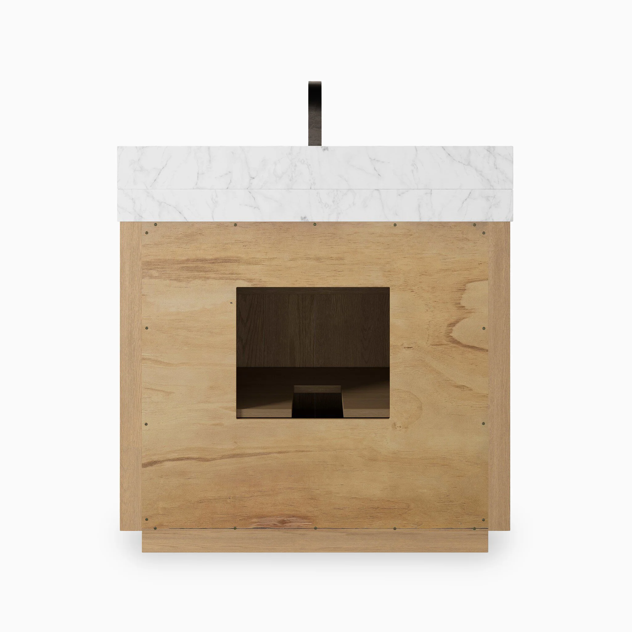 Alisa 36" Single Vanity in Satin Light Wash Oak Veneer with Carrara Marble Top - Image 5