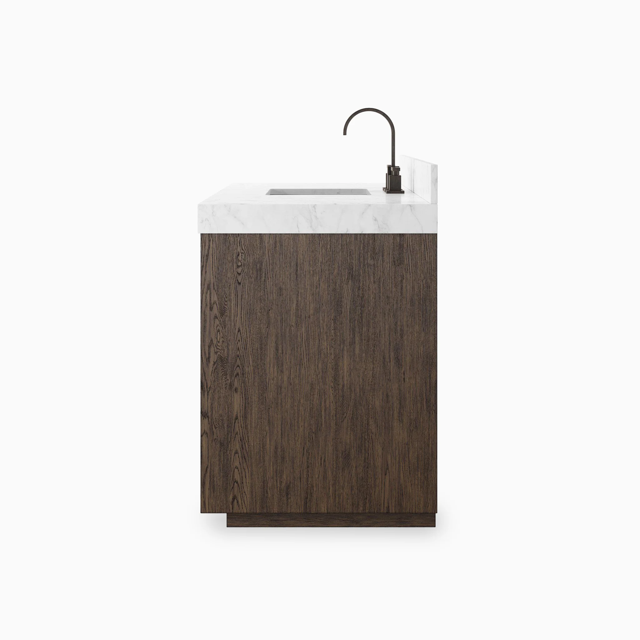 Alisa 55" Single Vanity in Satin Espresso Oak Veneer with Carrara Marble Top - Image 3