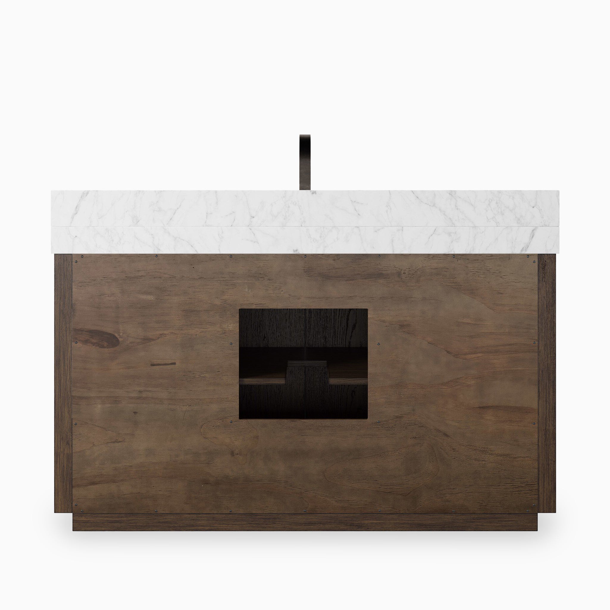 Alisa 55" Single Vanity in Satin Espresso Oak Veneer with Carrara Marble Top - Image 5