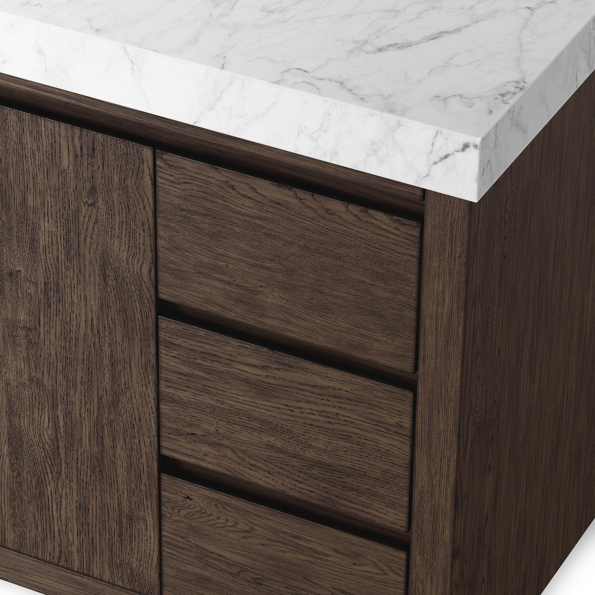 Alisa 55" Single Vanity in Satin Espresso Oak Veneer with Carrara Marble Top - Image 7
