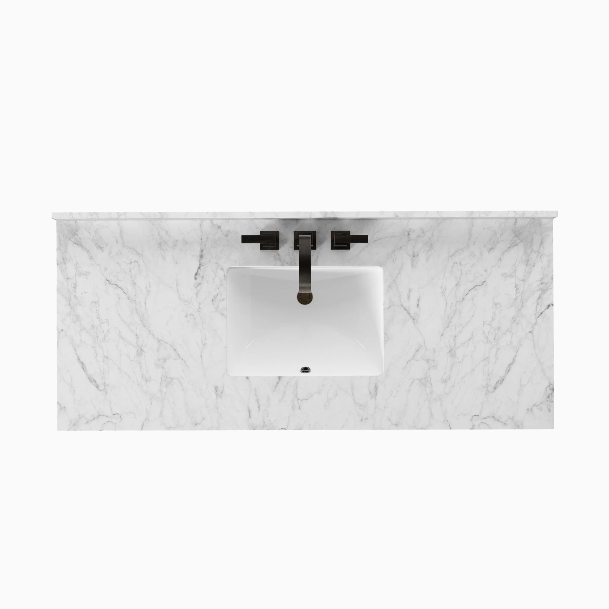 Alisa 55" Single Vanity in Satin Espresso Oak Veneer with Carrara Marble Top - Image 9