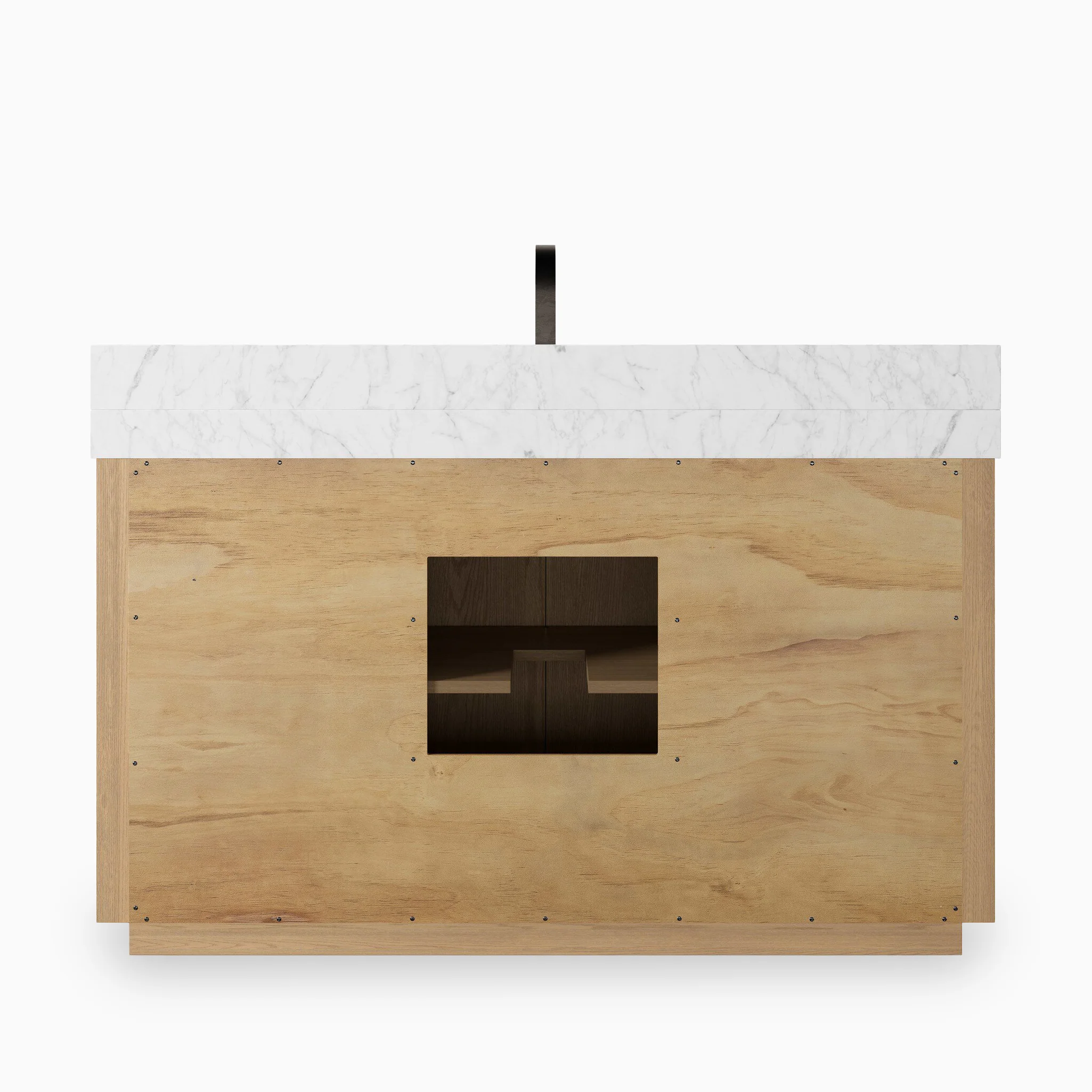 Alisa 55" Single Vanity in Satin Light Wash Oak Veneer with Carrara Marble Top - Image 5
