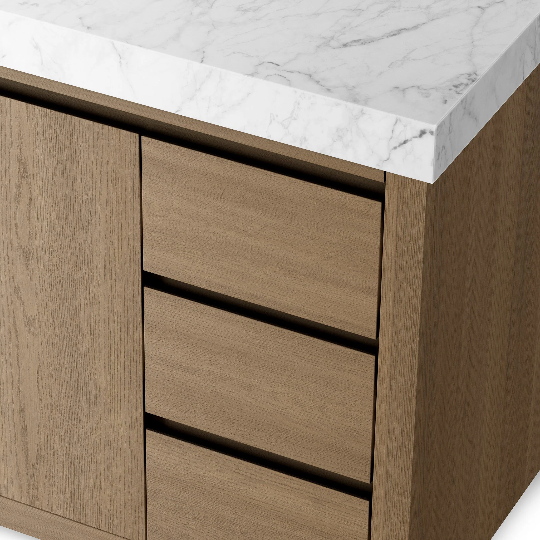 Alisa 55" Single Vanity in Satin Light Wash Oak Veneer with Carrara Marble Top - Image 8