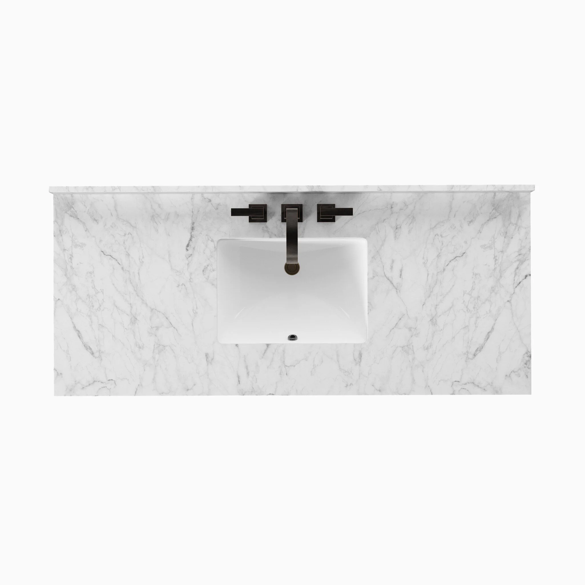 Alisa 55" Single Vanity in Satin Light Wash Oak Veneer with Carrara Marble Top - Image 9