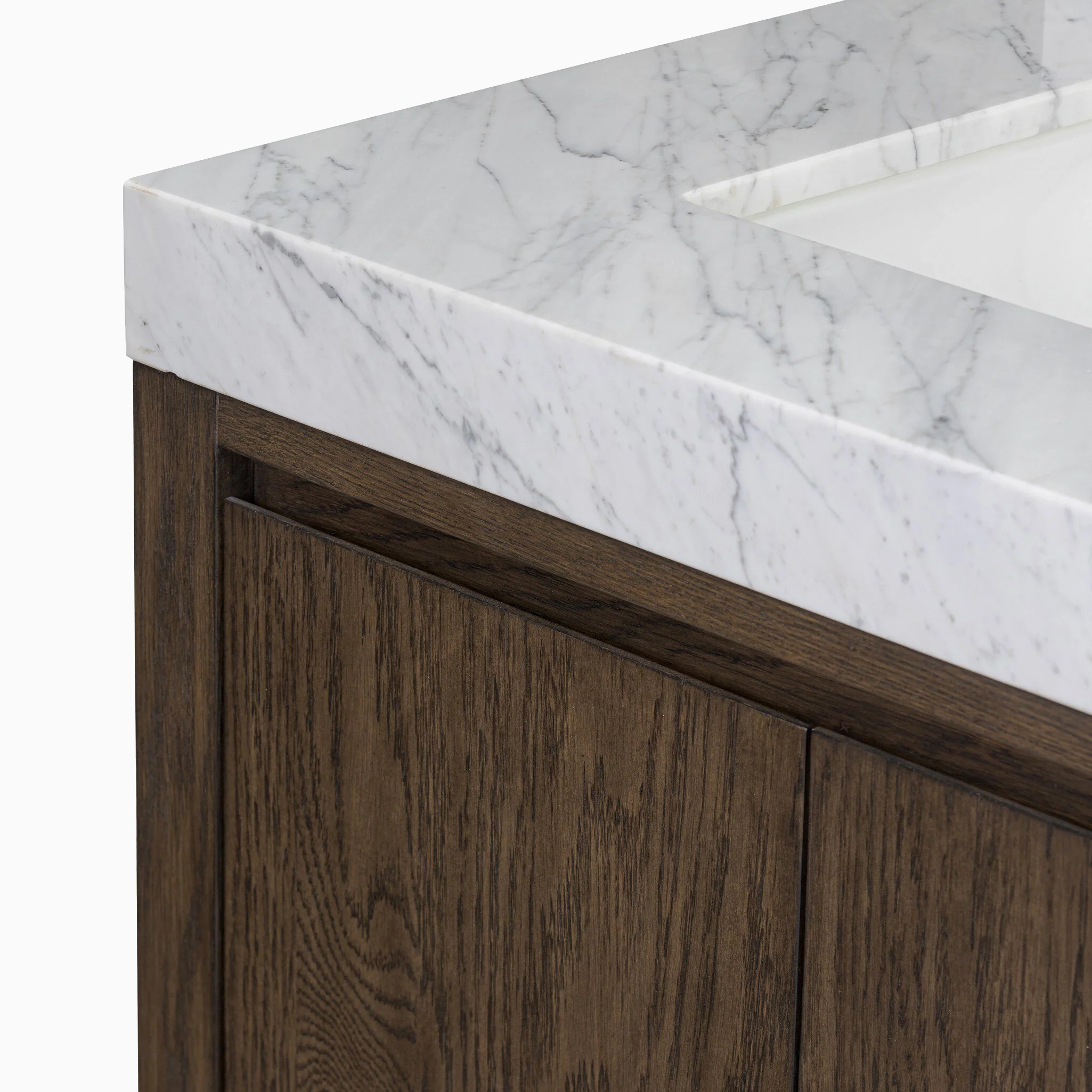 Alisa 72" Double Vanity in Satin Espresso Oak Veneer with Carrara Marble Top - Image 10