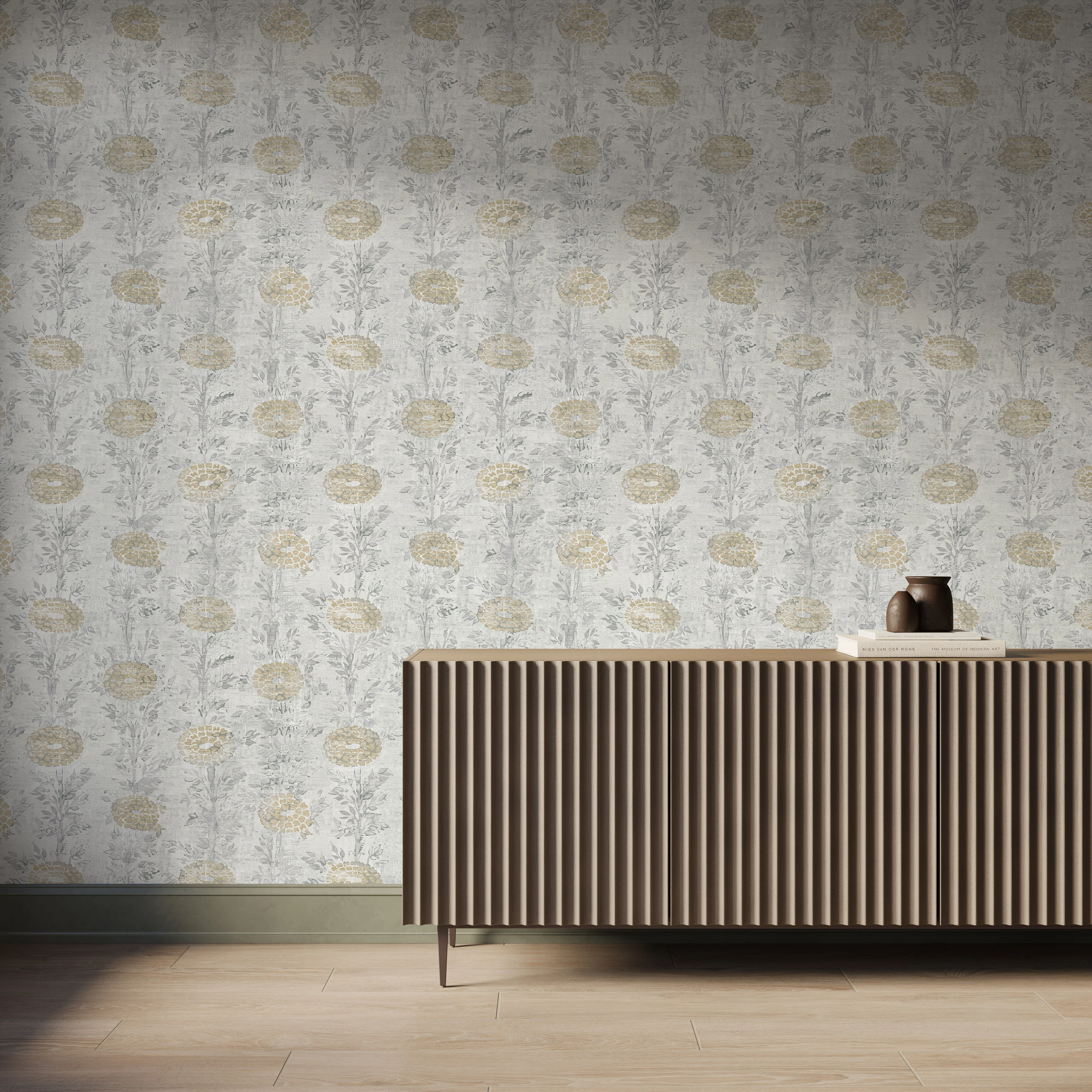 Amarise Wallpaper in White/Gold - Image 2