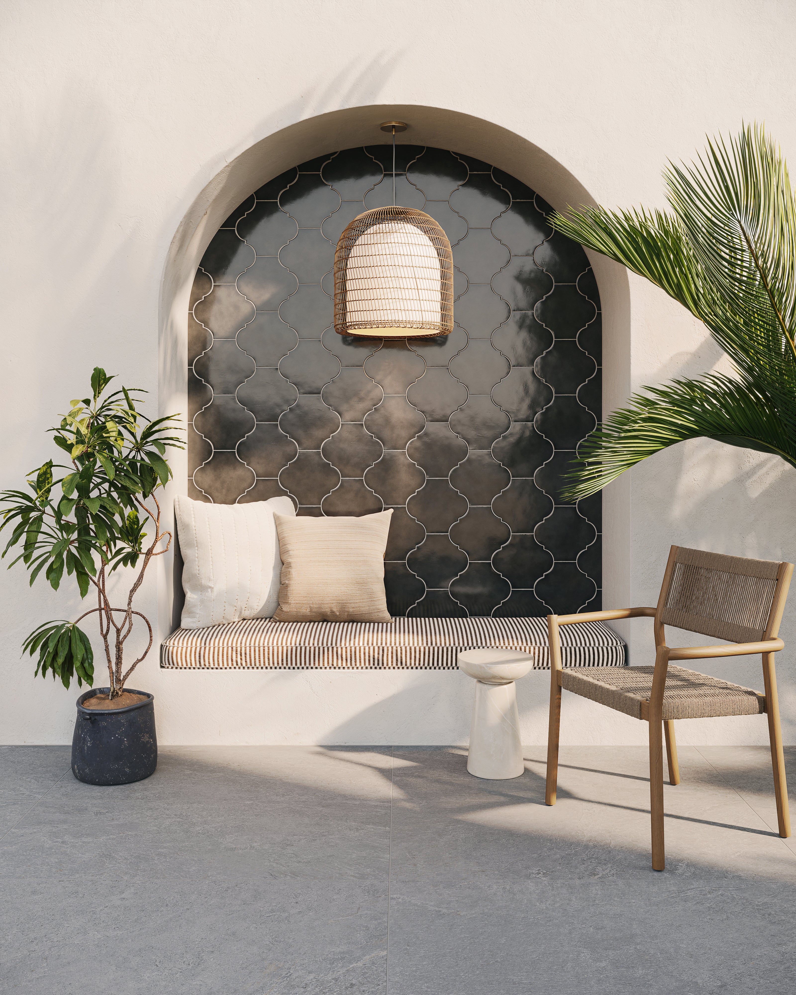 Amaya 10x11 Glossy Porcelain Lantern Tile in Midnight - Image 2