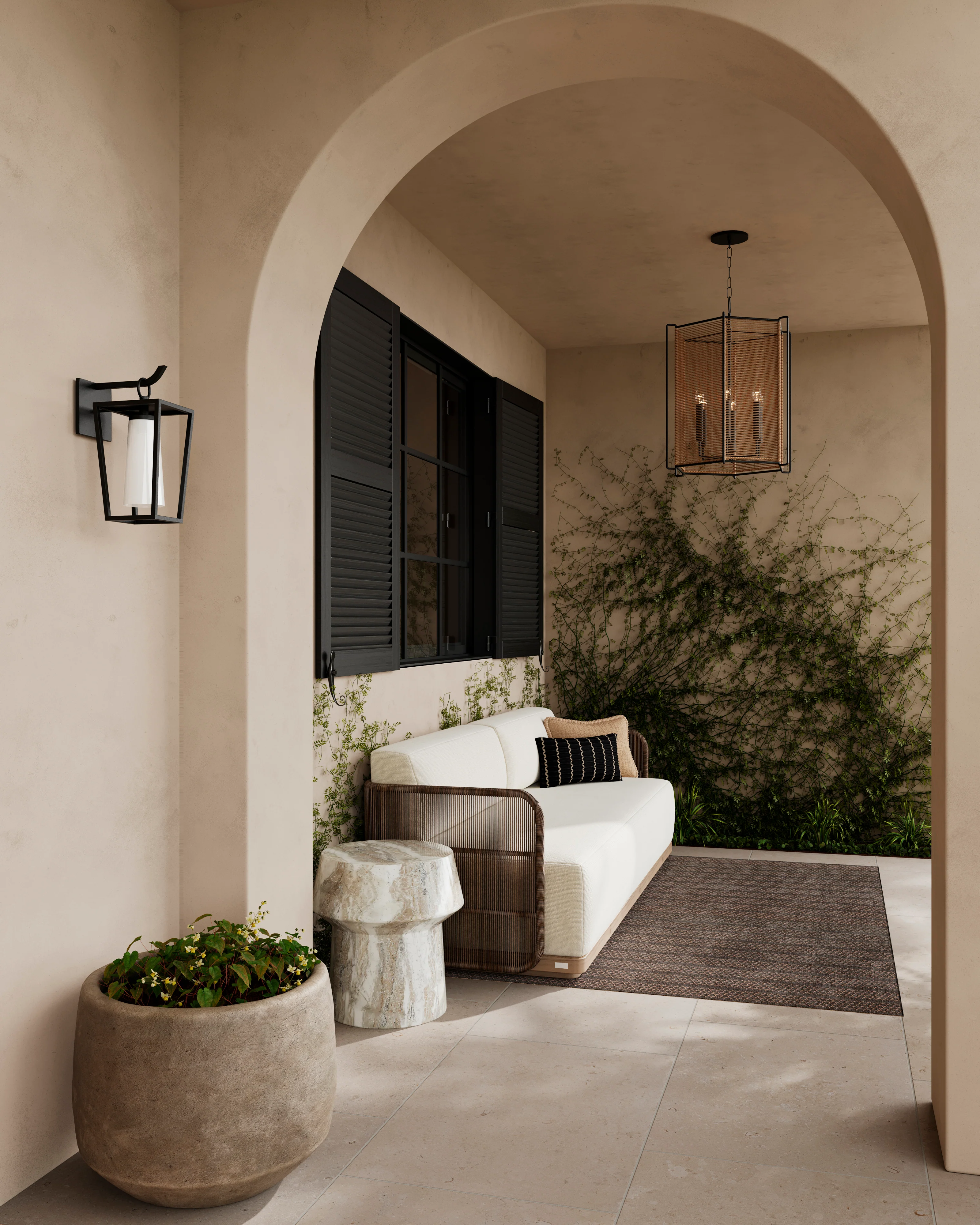 Ameena Lantern In Textured Black - Image 9