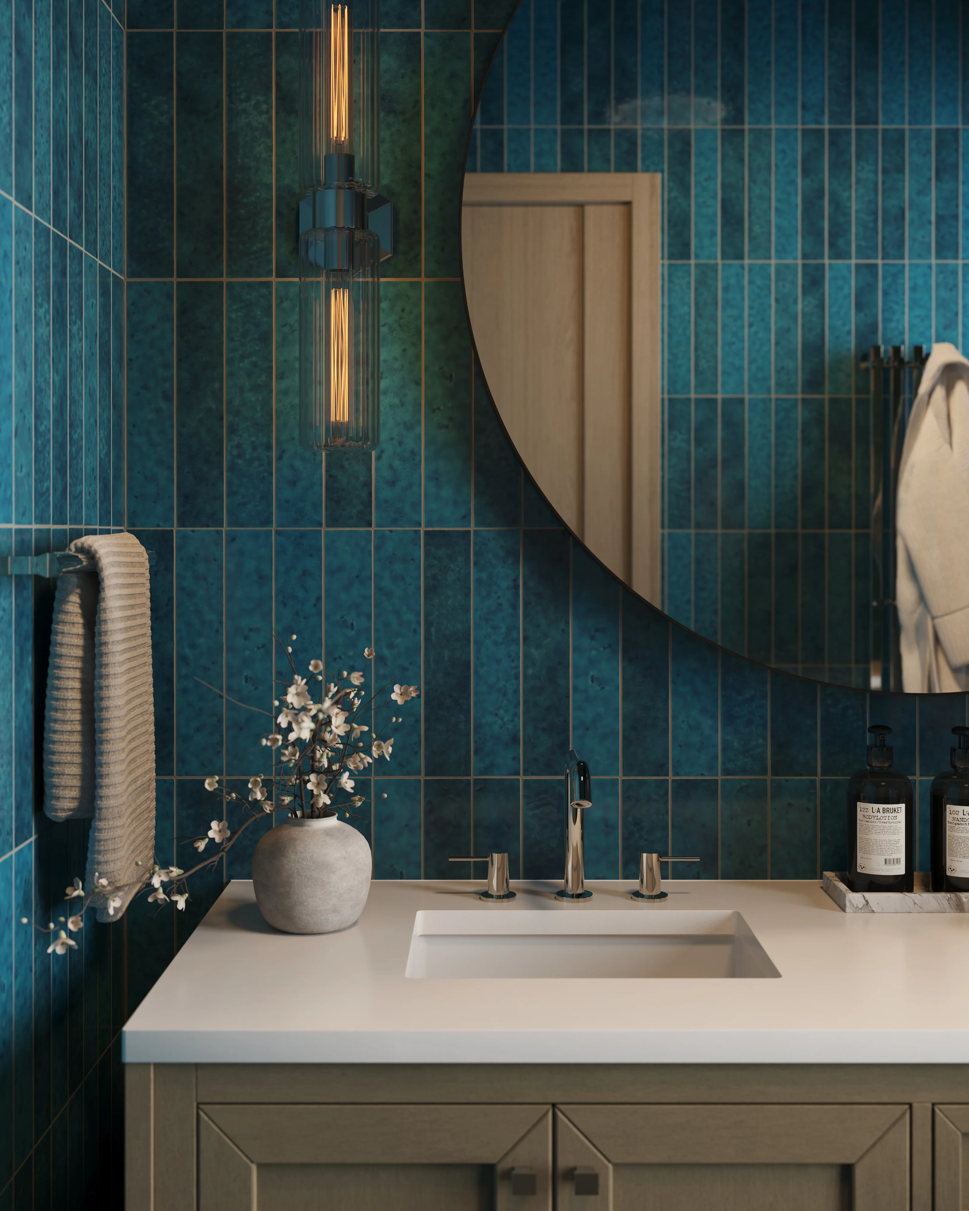 Amelia 2x13 Glossy Crackled Ceramic Tile in Denim - Image 6