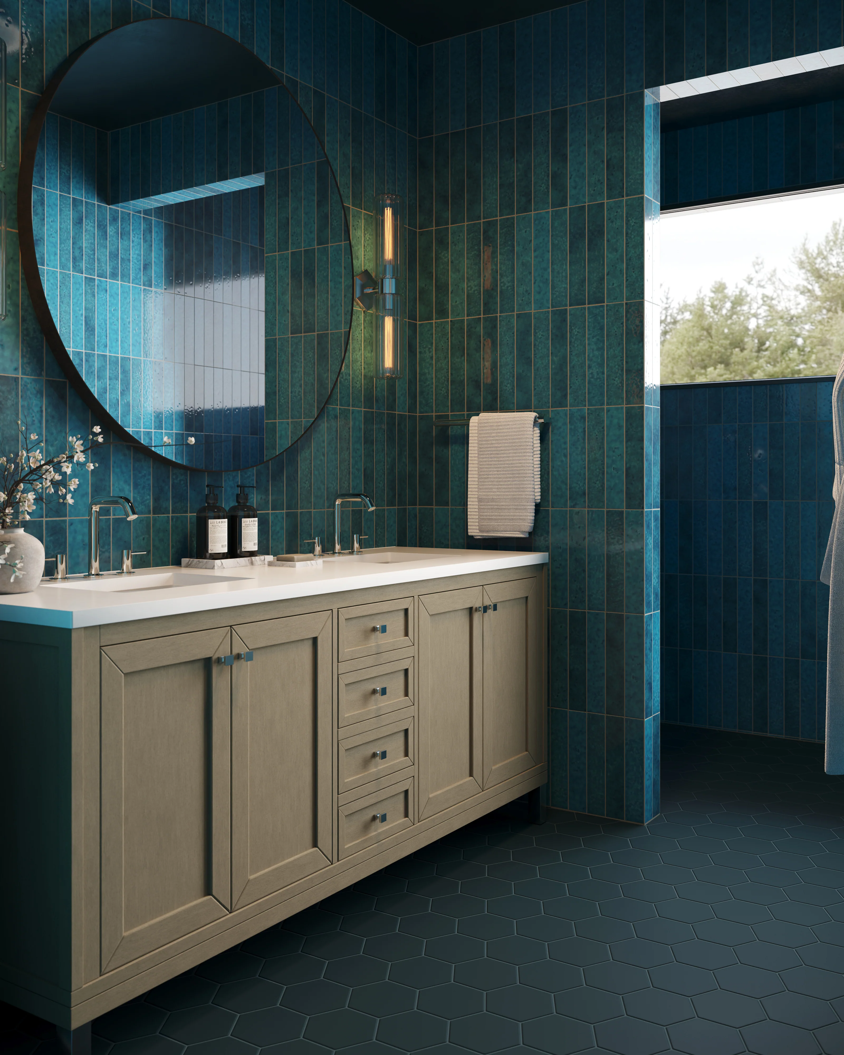 Amelia 2x13 Glossy Crackled Ceramic Tile in Denim - Image 7