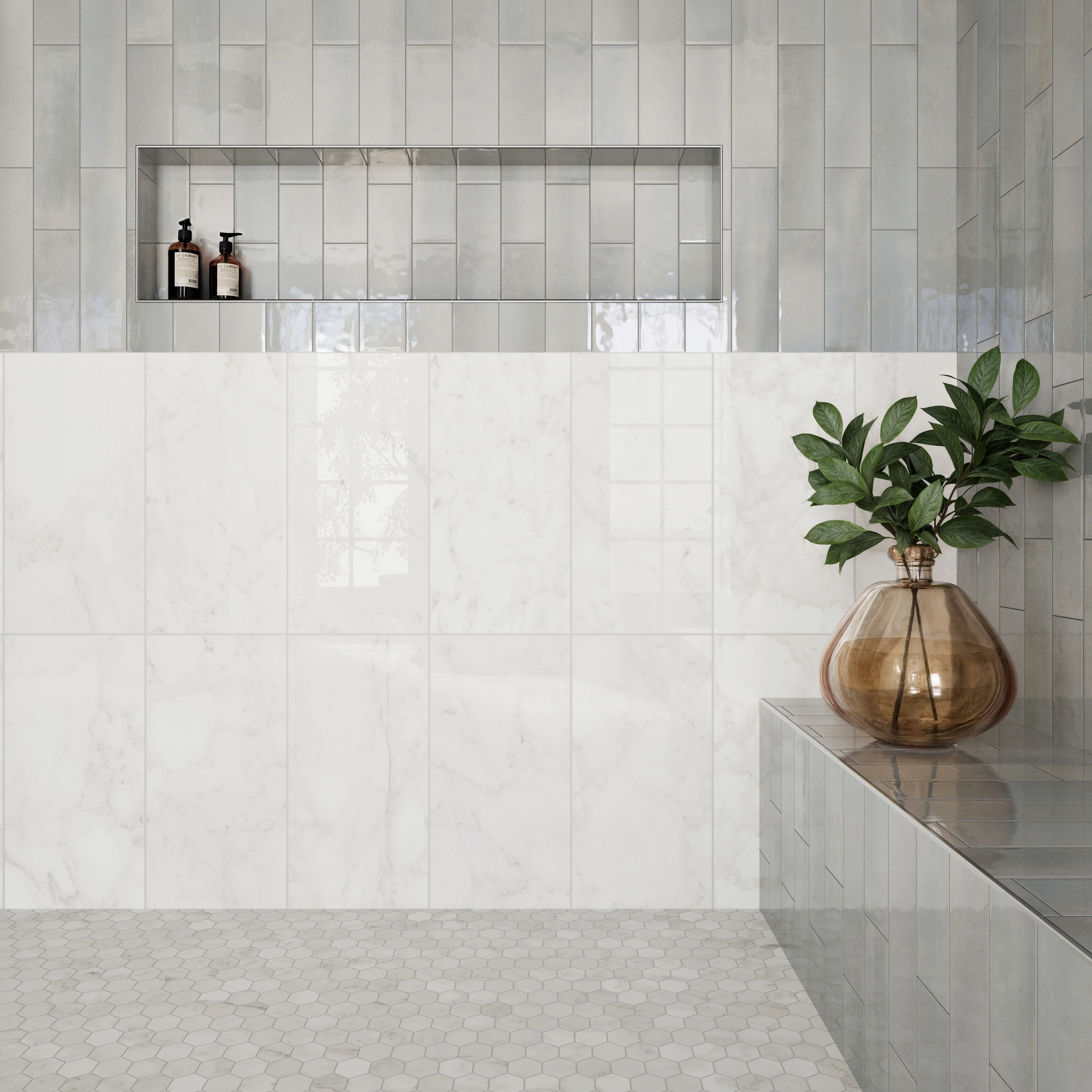 Aniston 12x24 Polished Porcelain Tile in Carrara Bianco - Image 2