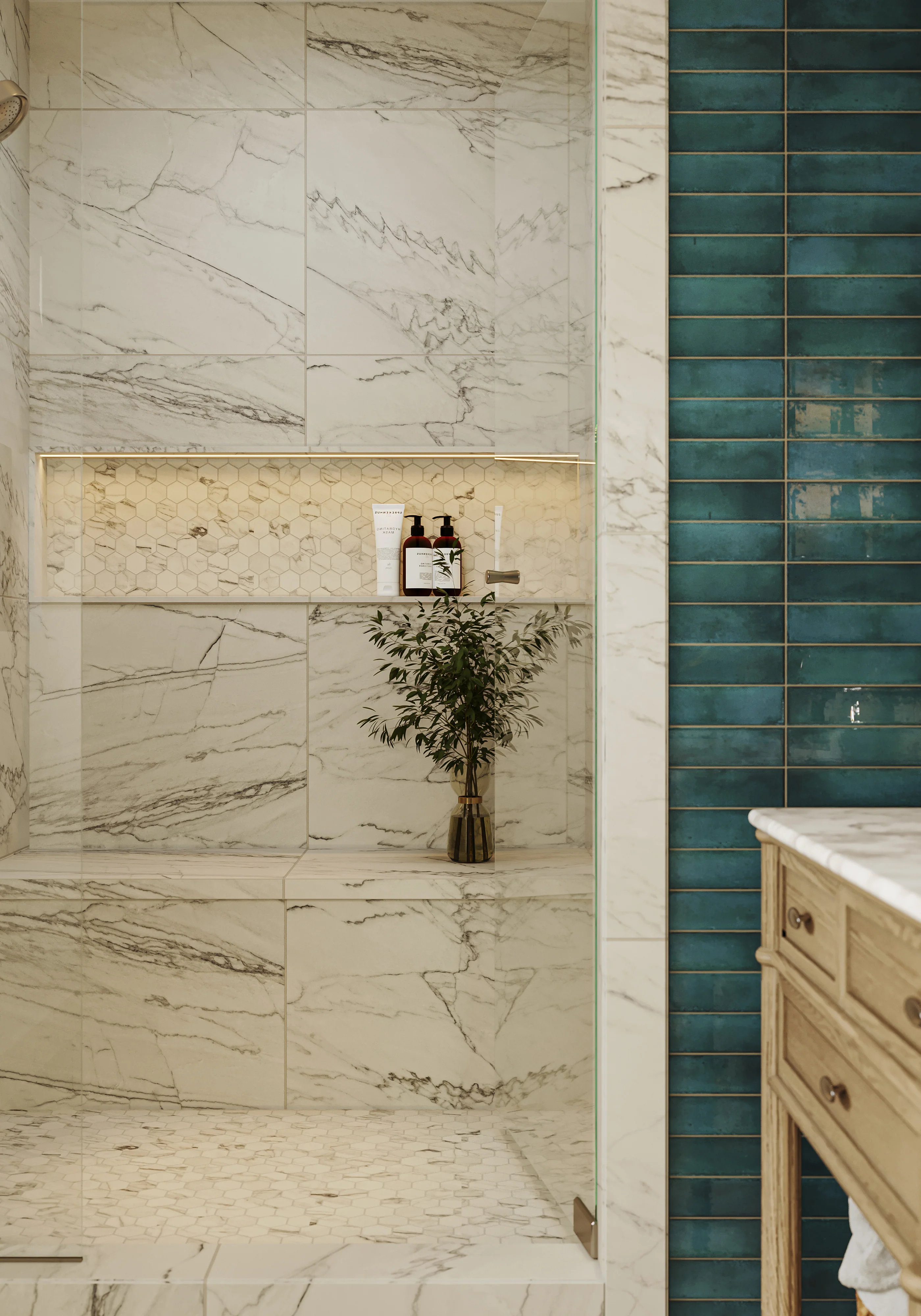 Aniston 24x48 Matte Porcelain Tile in Calacatta Quarzite - Image 24