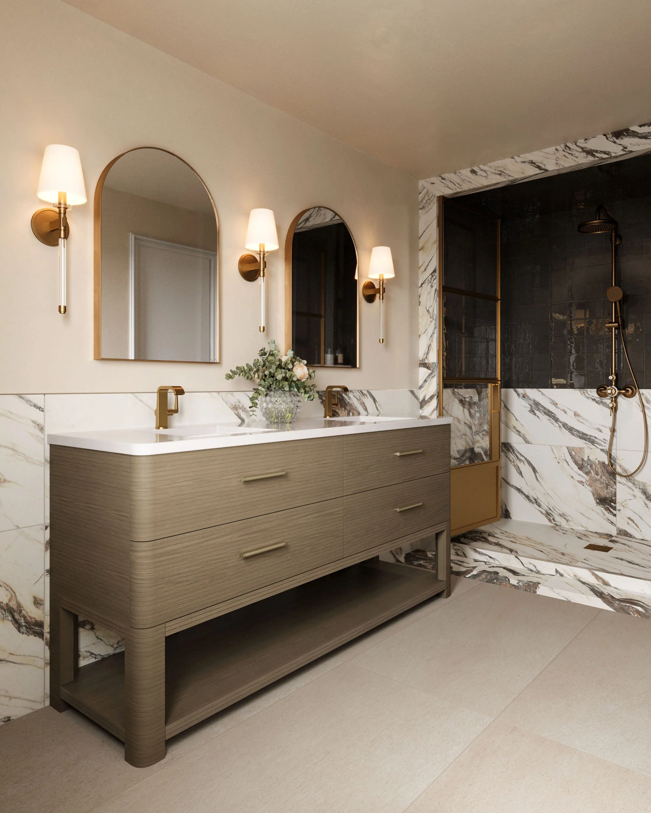 Aniston 24x48 Matte Porcelain Tile in Calacatta Viola - Image 14