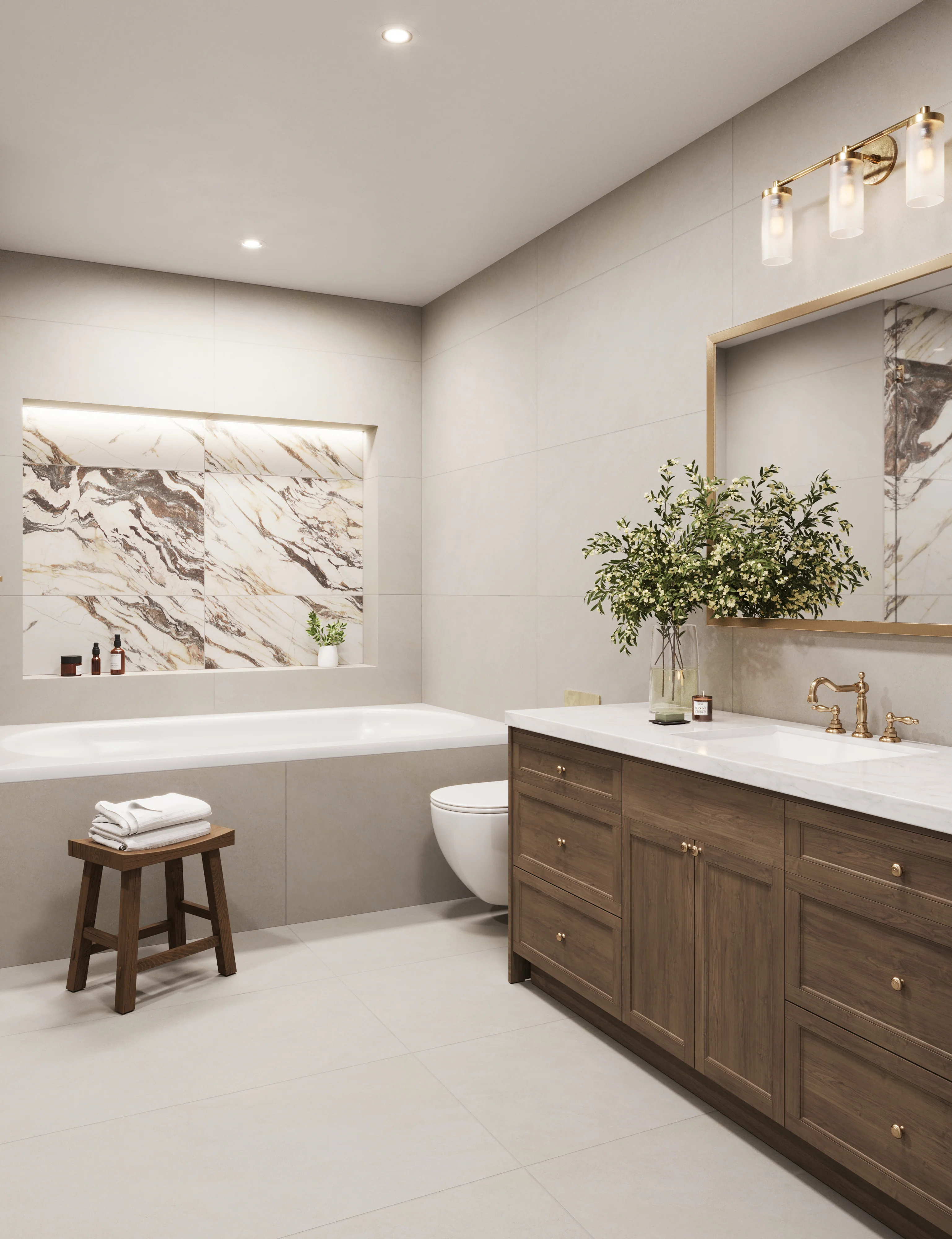 Aniston 24x48 Matte Porcelain Tile in Calacatta Viola - Image 17