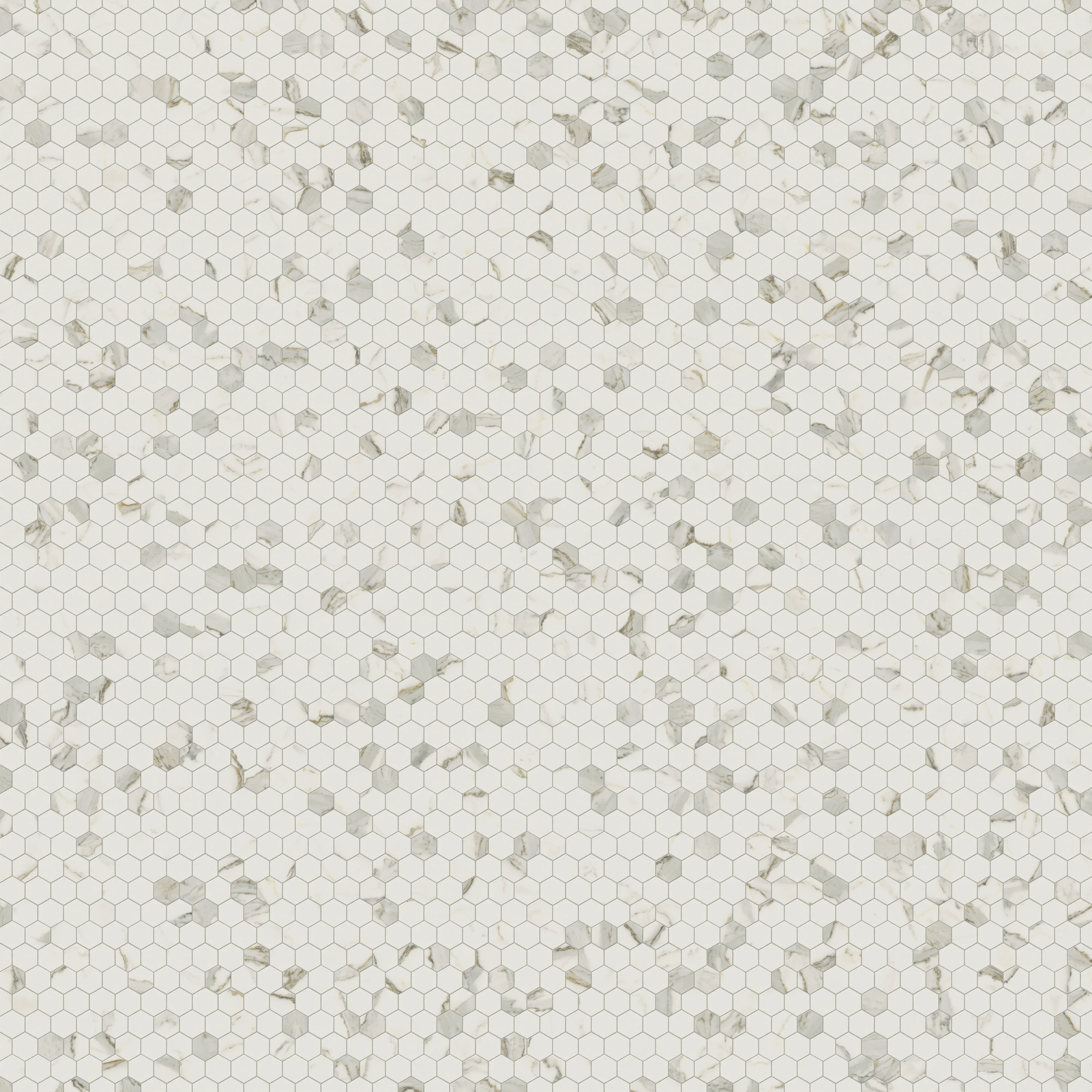 Aniston 2x2 Matte Porcelain Hexagon Mosaic Tile in Calacatta Top - Image 6