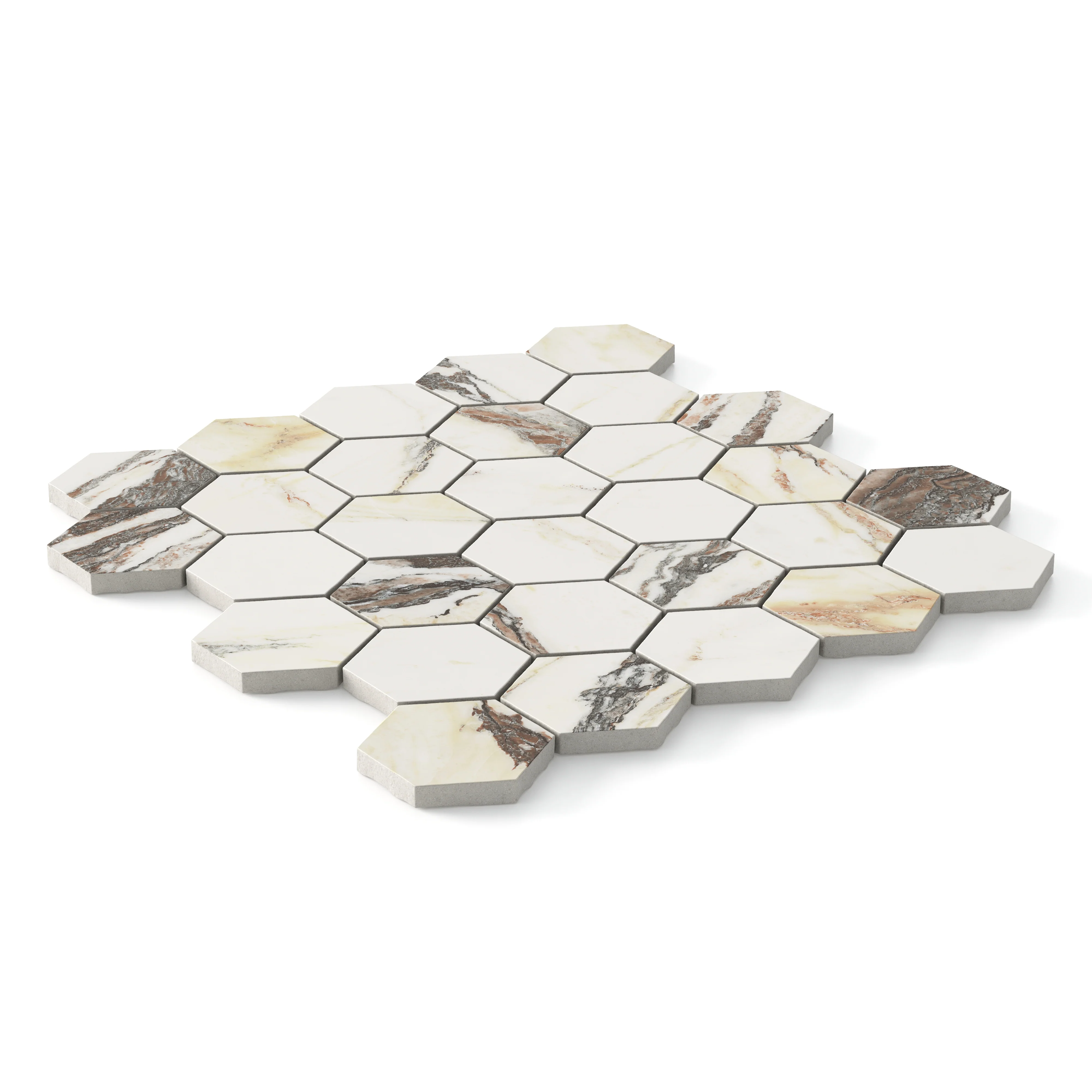 Aniston 2x2 Matte Porcelain Hexagon Mosaic Tile in Calacatta Viola - Image 3