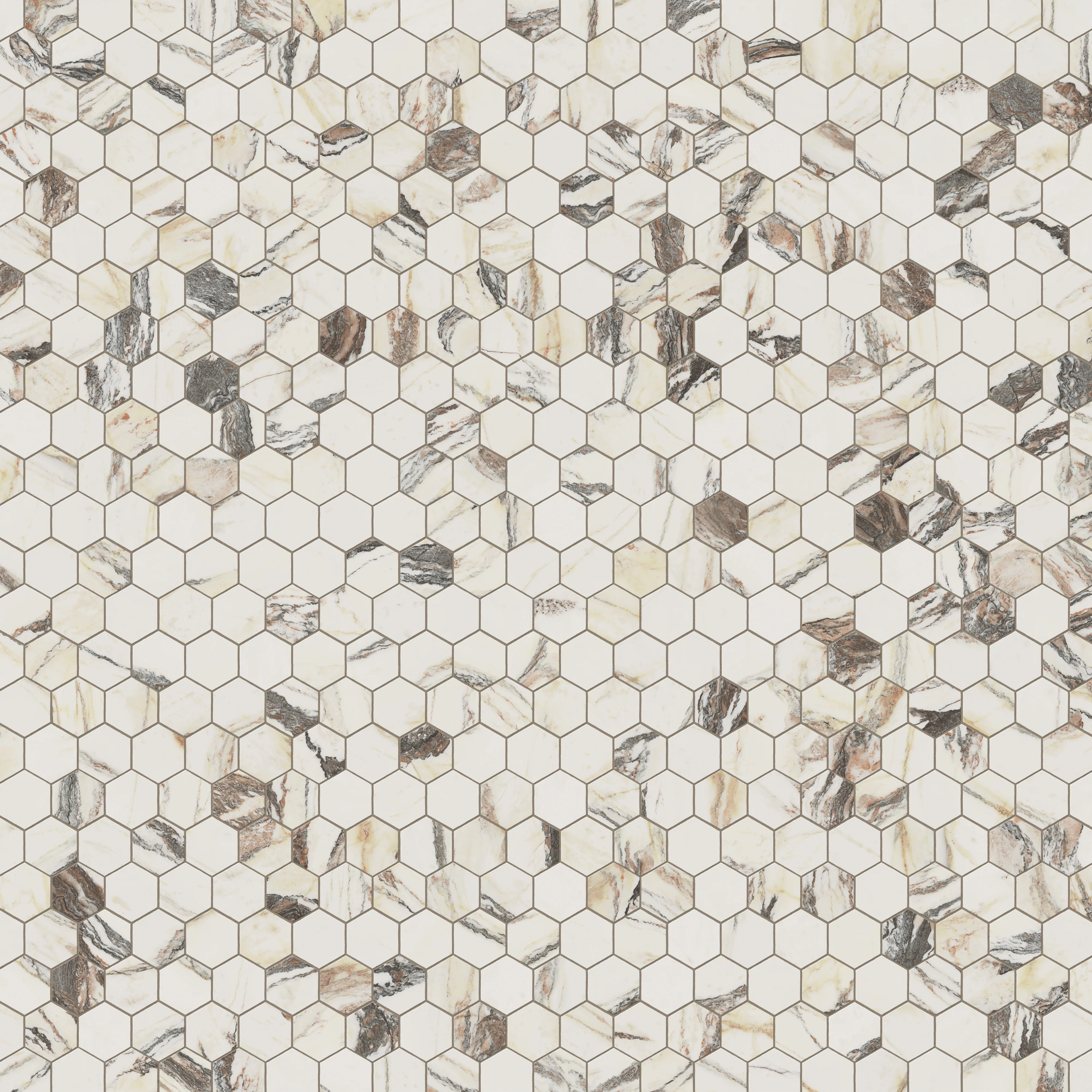 Aniston 2x2 Matte Porcelain Hexagon Mosaic Tile in Calacatta Viola - Image 6