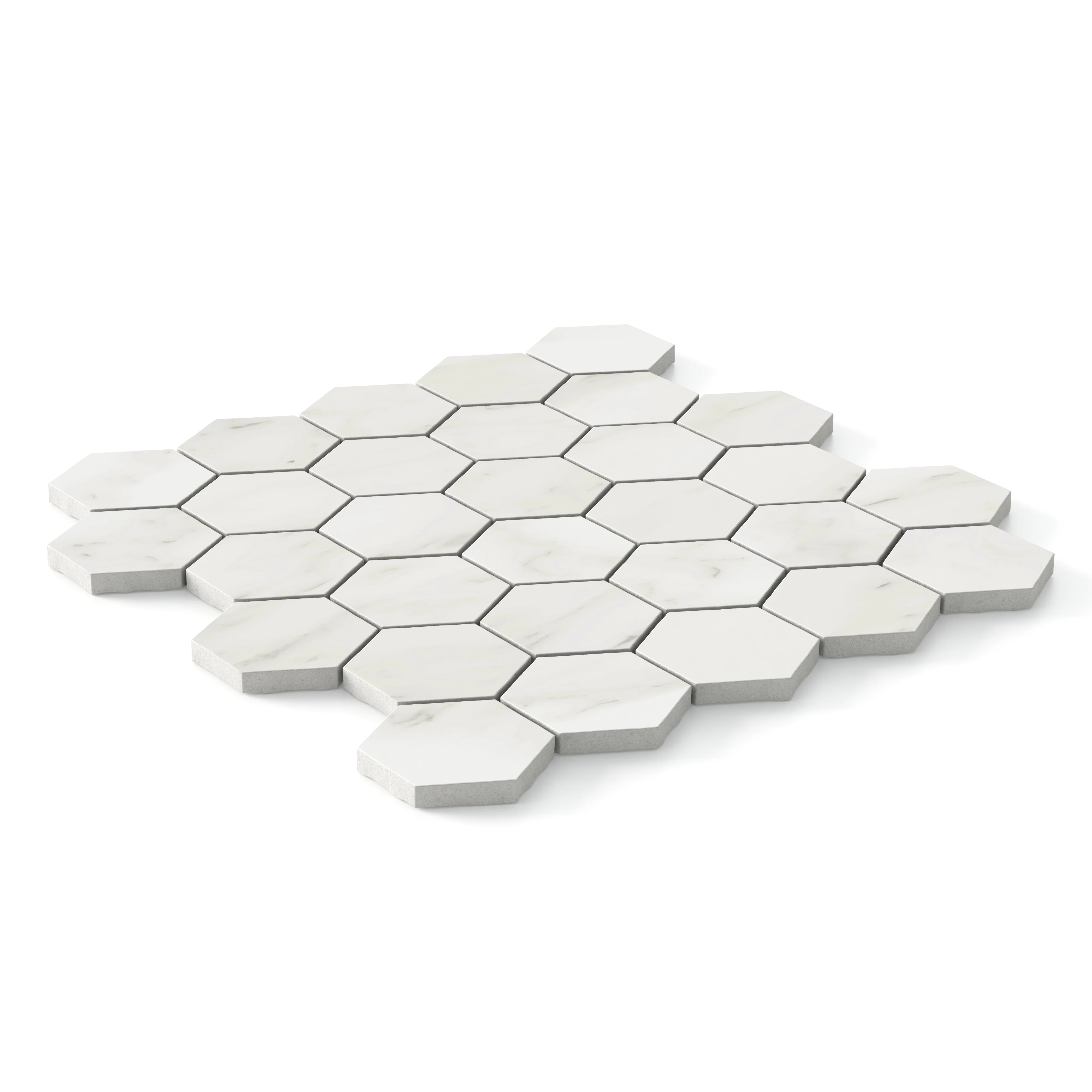 Aniston 2x2 Matte Porcelain Hexagon Mosaic Tile in Carrara Bianco - Image 3