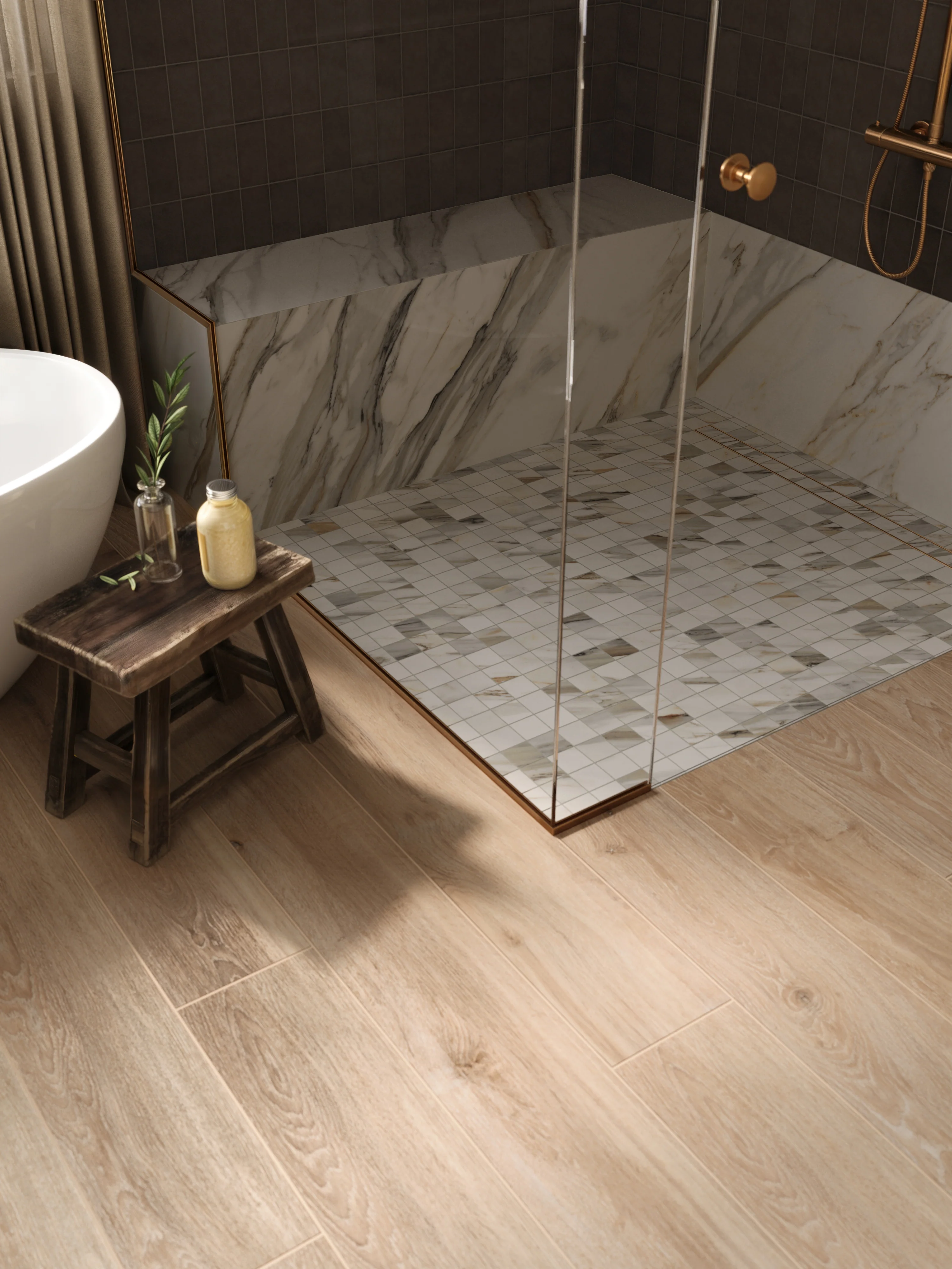 Aniston 2x2 Matte Porcelain Mosaic Tile in Calacatta Cremo - Image 2
