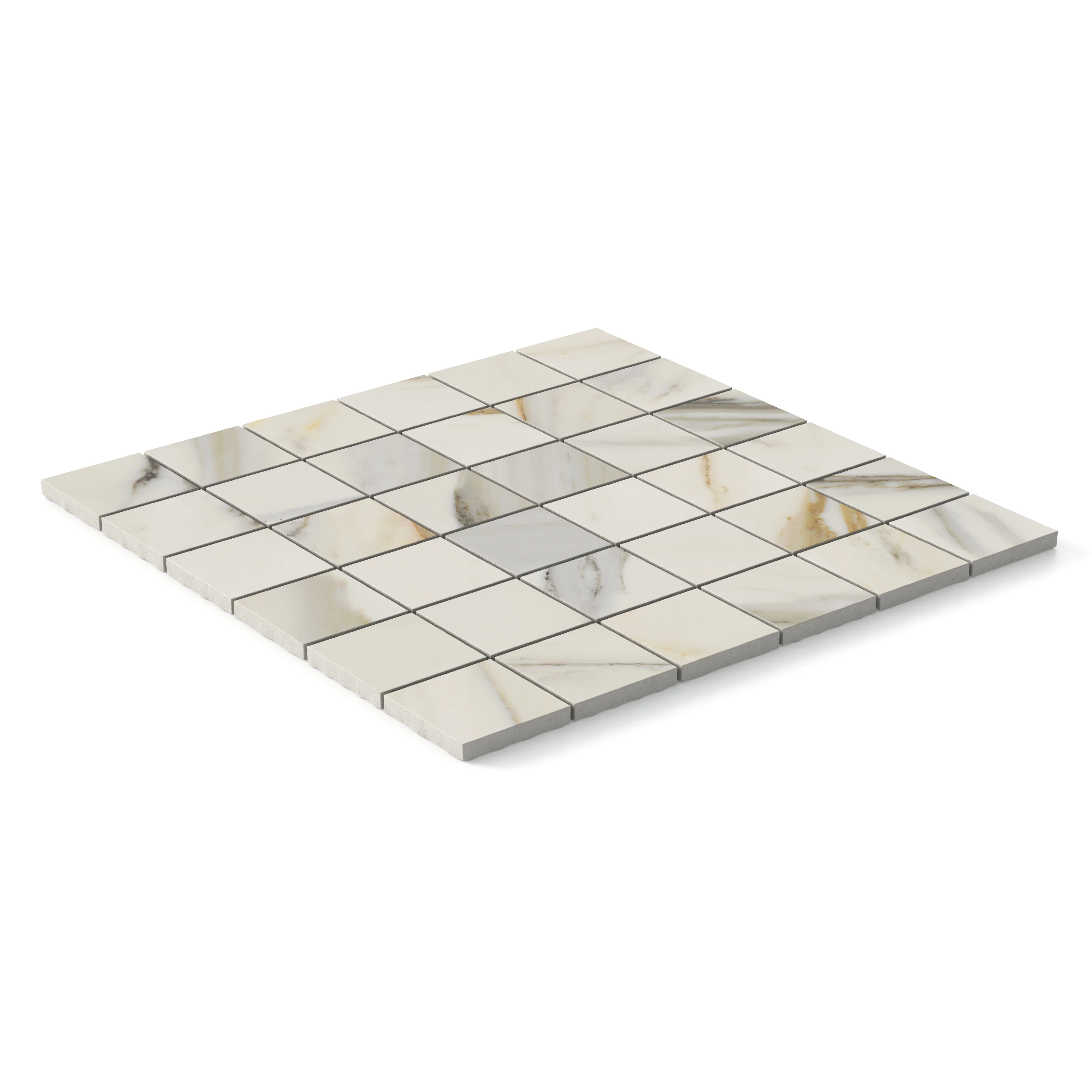 Aniston 2x2 Matte Porcelain Mosaic Tile in Calacatta Cremo - Image 3