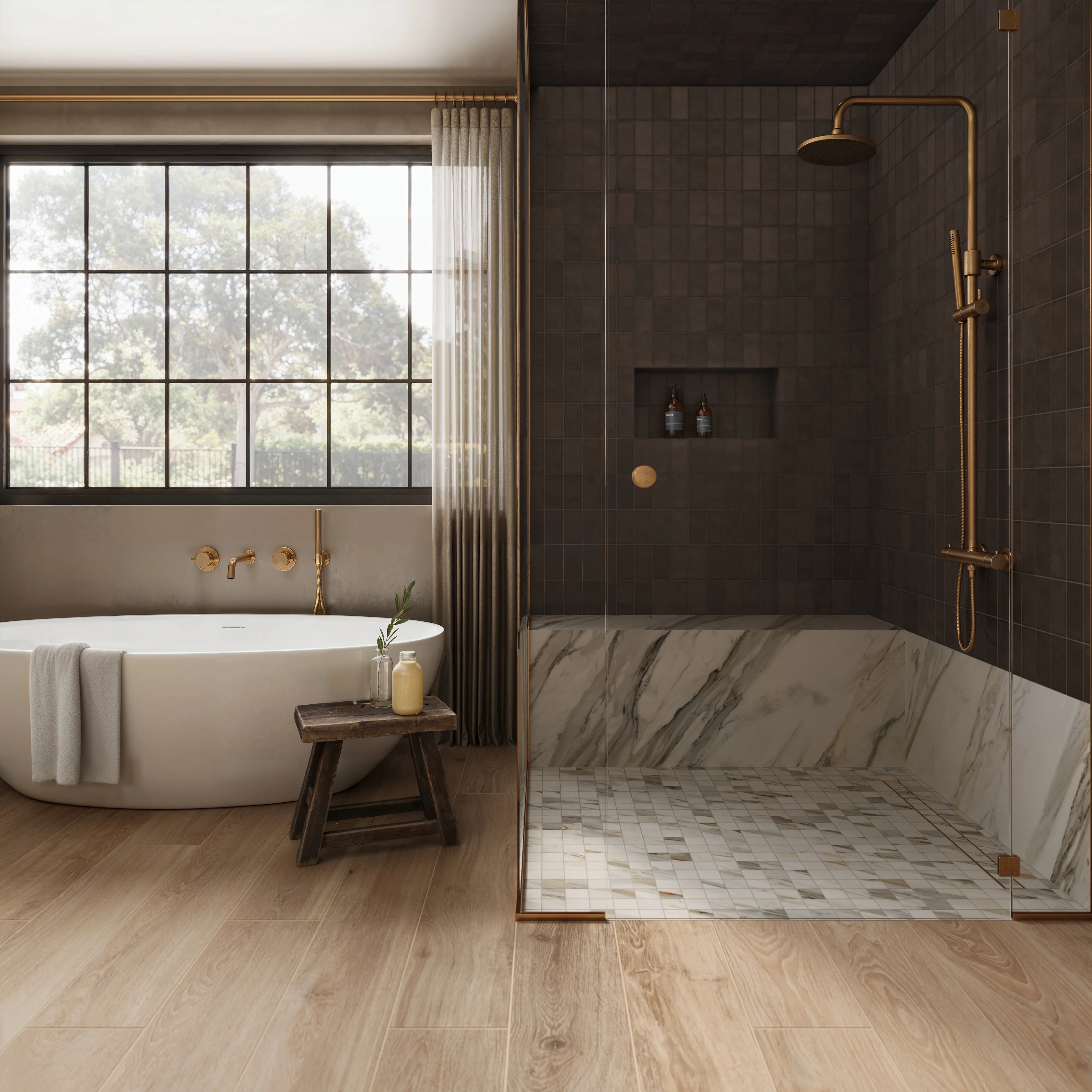 Aniston 2x2 Matte Porcelain Mosaic Tile in Calacatta Cremo - Image 8