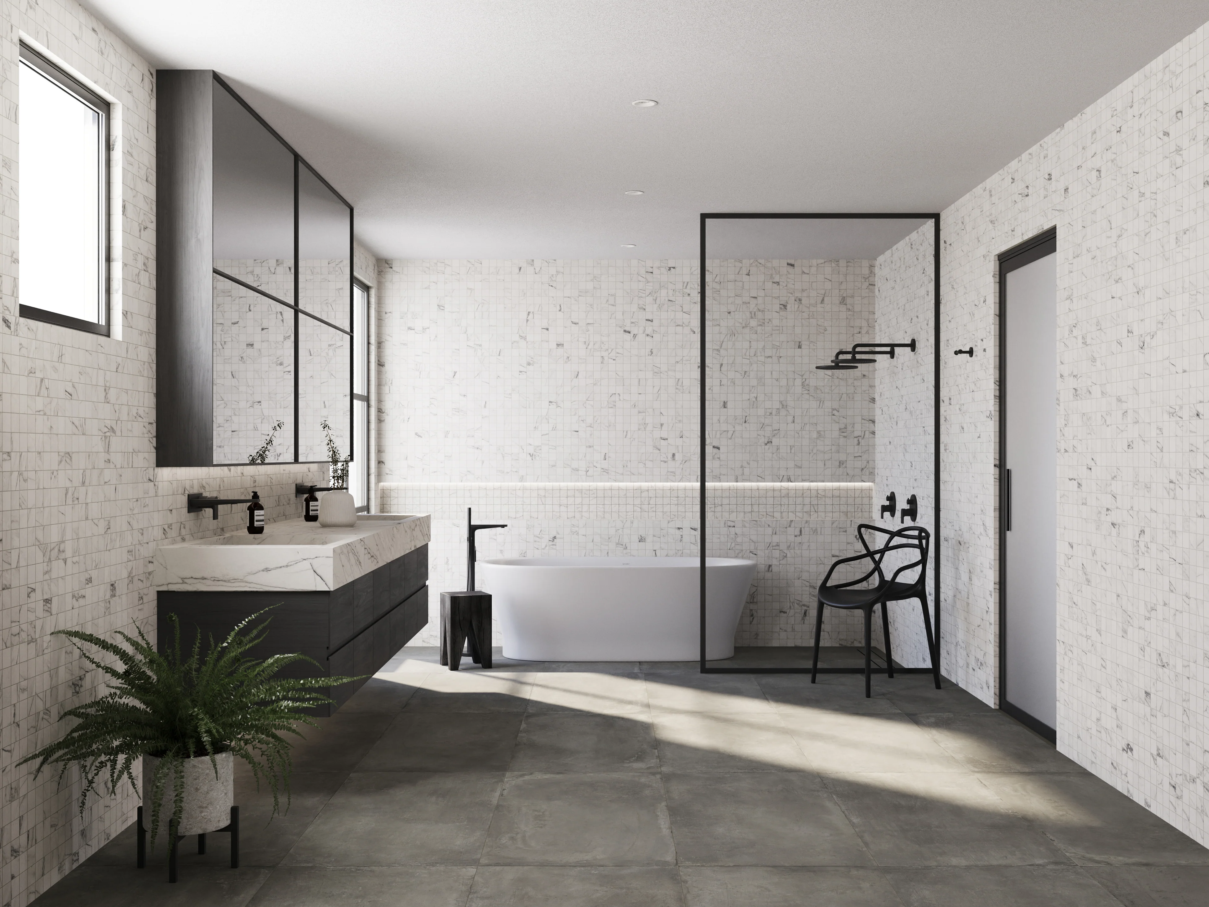 Aniston 2x2 Matte Porcelain Mosaic Tile in Calacatta Quarzite - Image 4