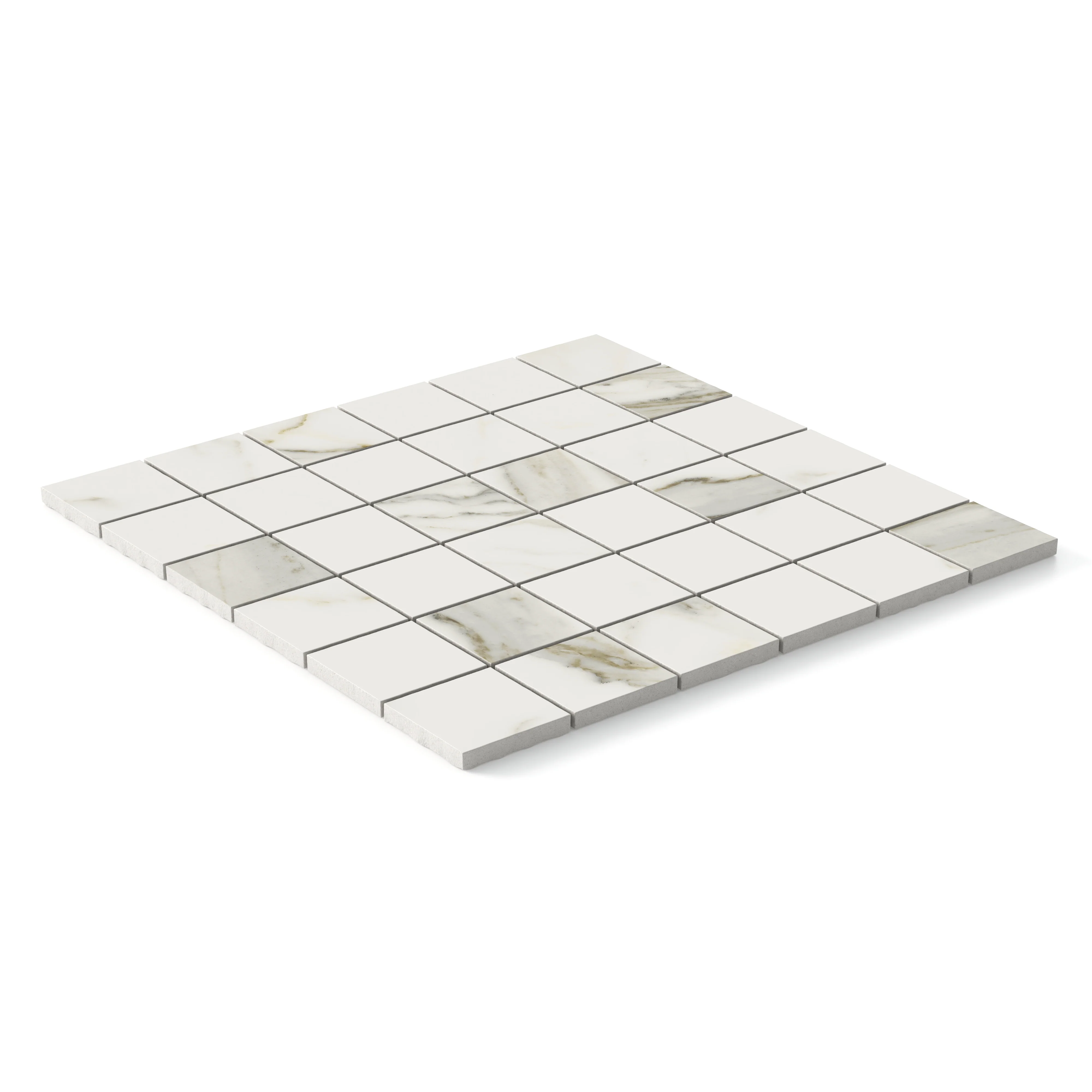 Aniston 2x2 Matte Porcelain Mosaic Tile in Calacatta Top - Image 3