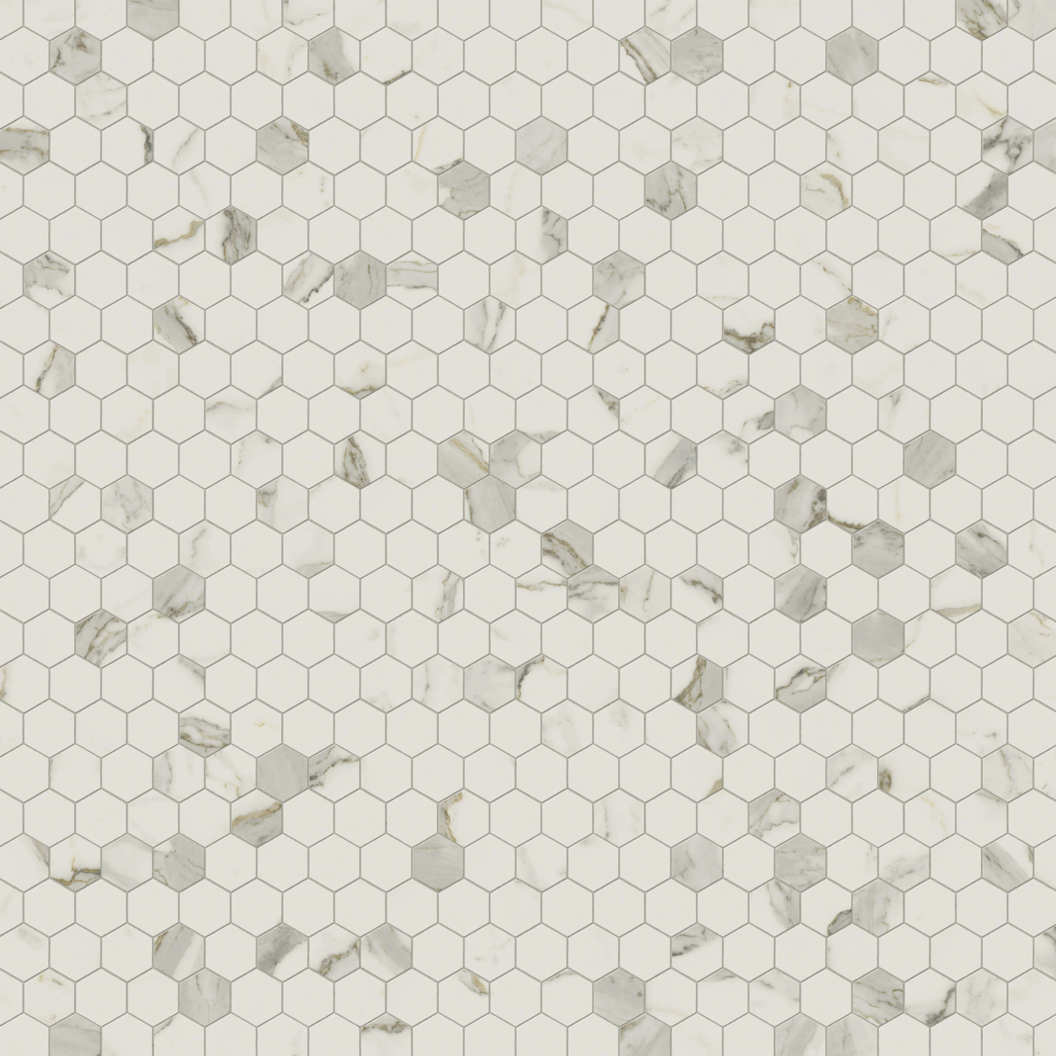 Aniston 2x2 Polished Porcelain Hexagon Mosaic Tile in Calacatta Top - Image 4