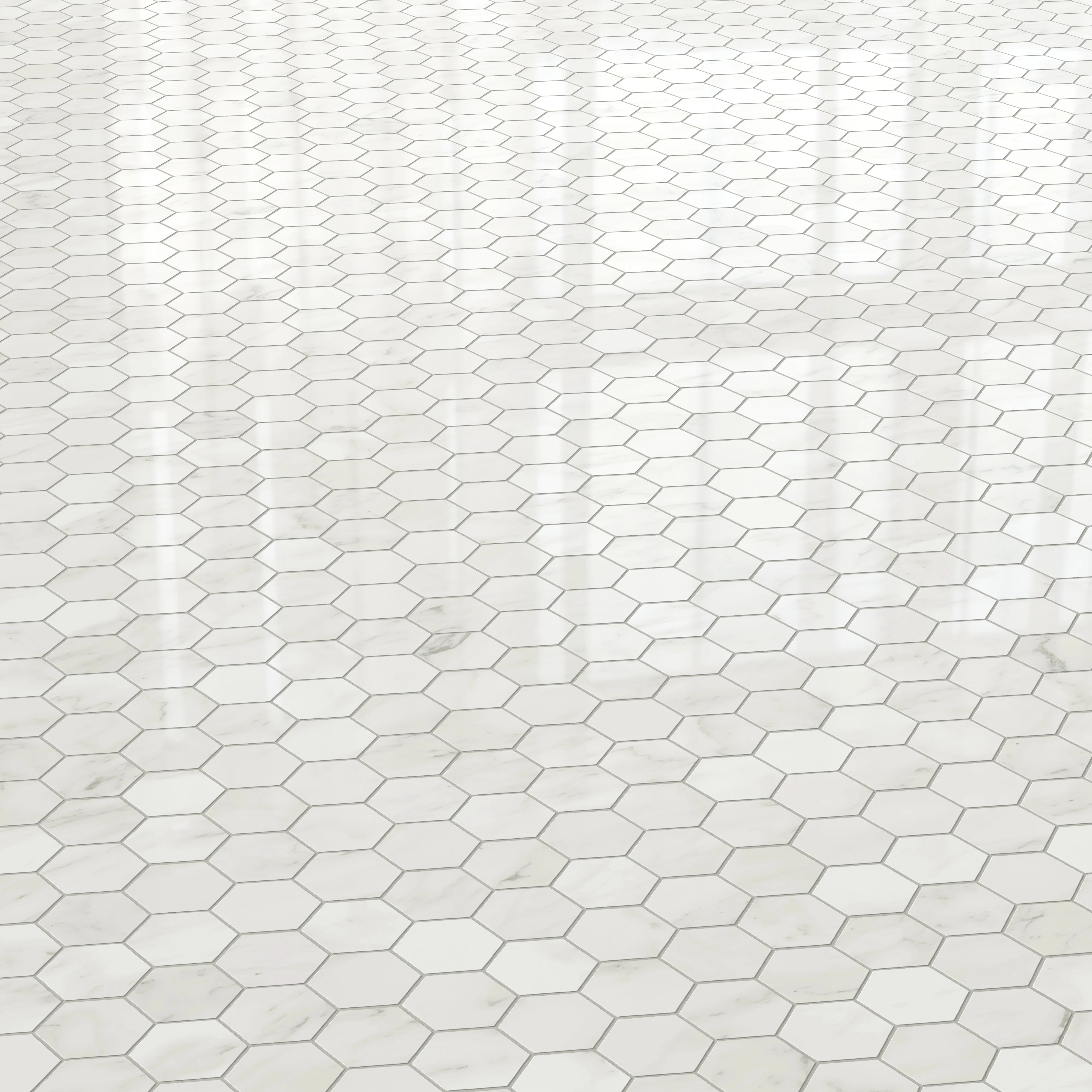 Aniston 2x2 Polished Porcelain Hexagon Mosaic Tile in Carrara Bianco - Image 4