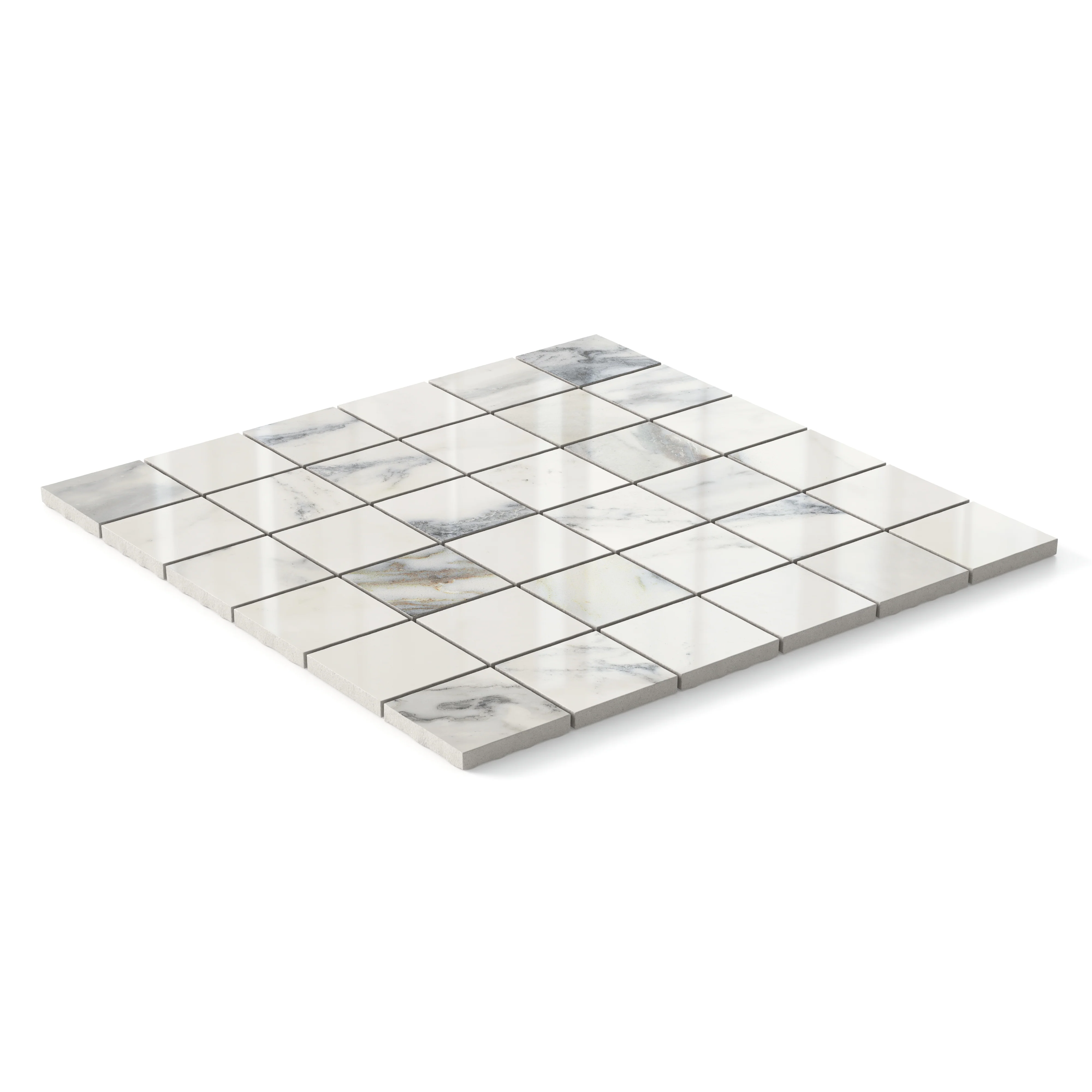 Aniston 2x2 Polished Porcelain Mosaic Tile in Calacatta Antico - Image 2