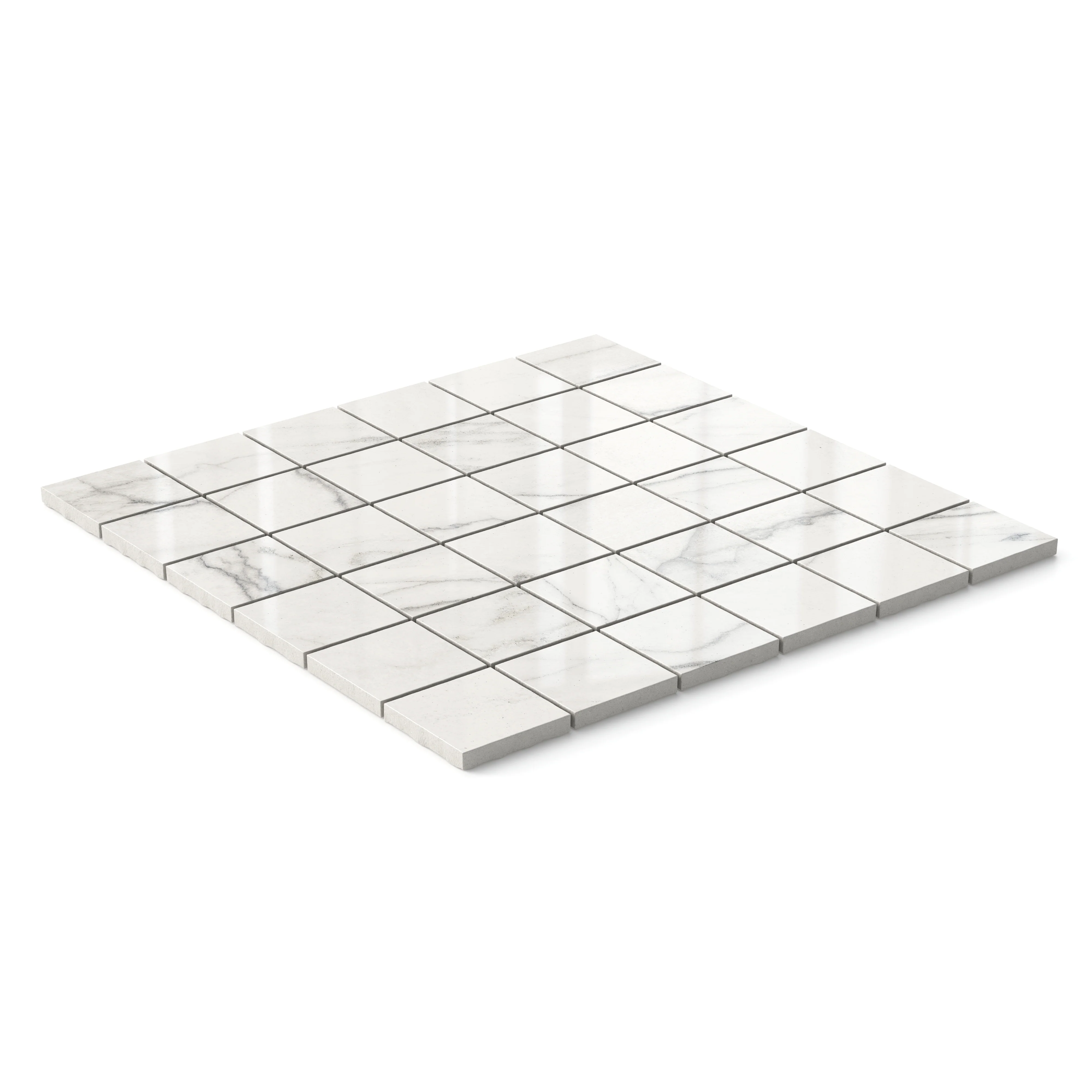 Aniston 2x2 Polished Porcelain Mosaic Tile in Calacatta Quarzite - Image 2