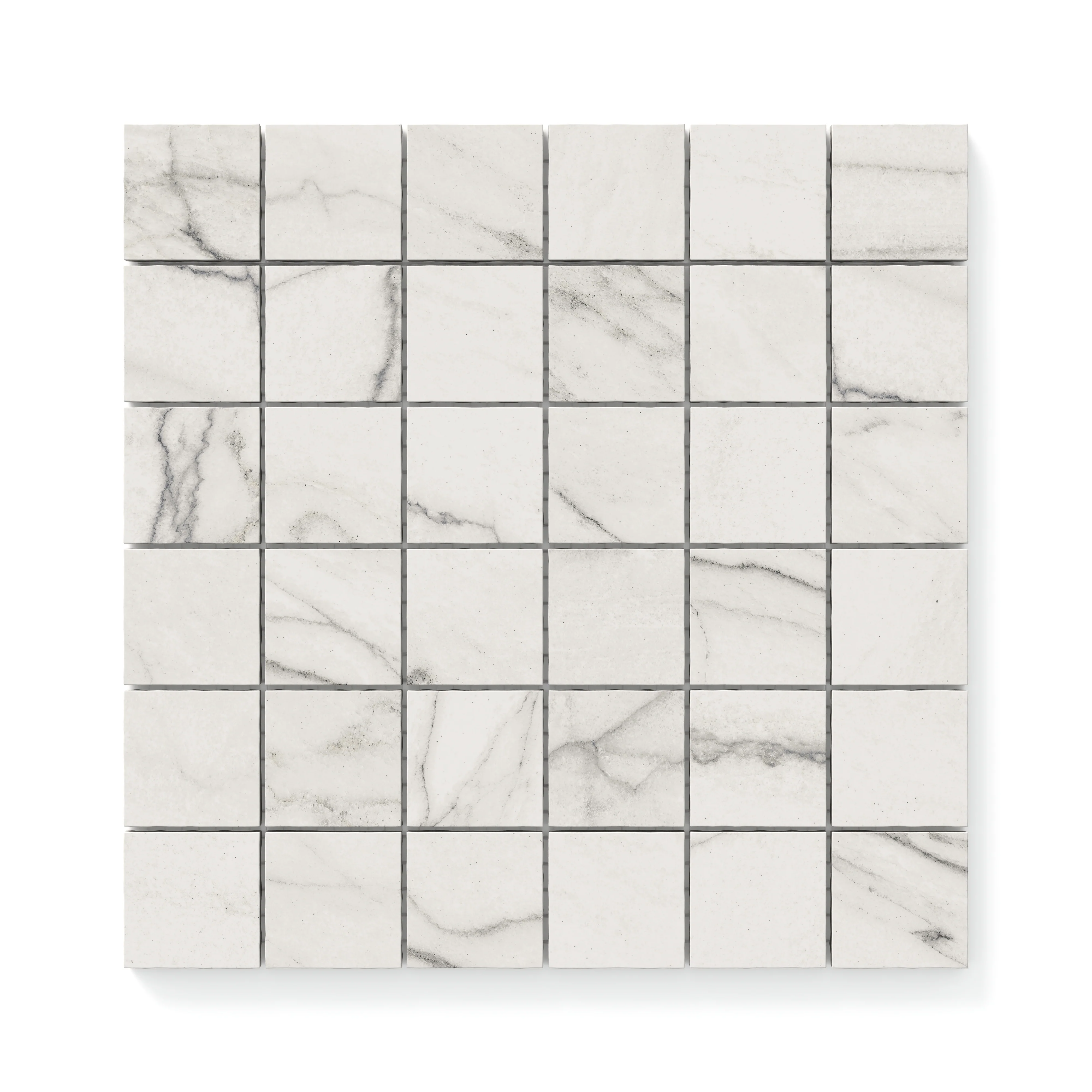 Aniston 2x2 Polished Porcelain Mosaic Tile in Calacatta Quarzite - Image 4
