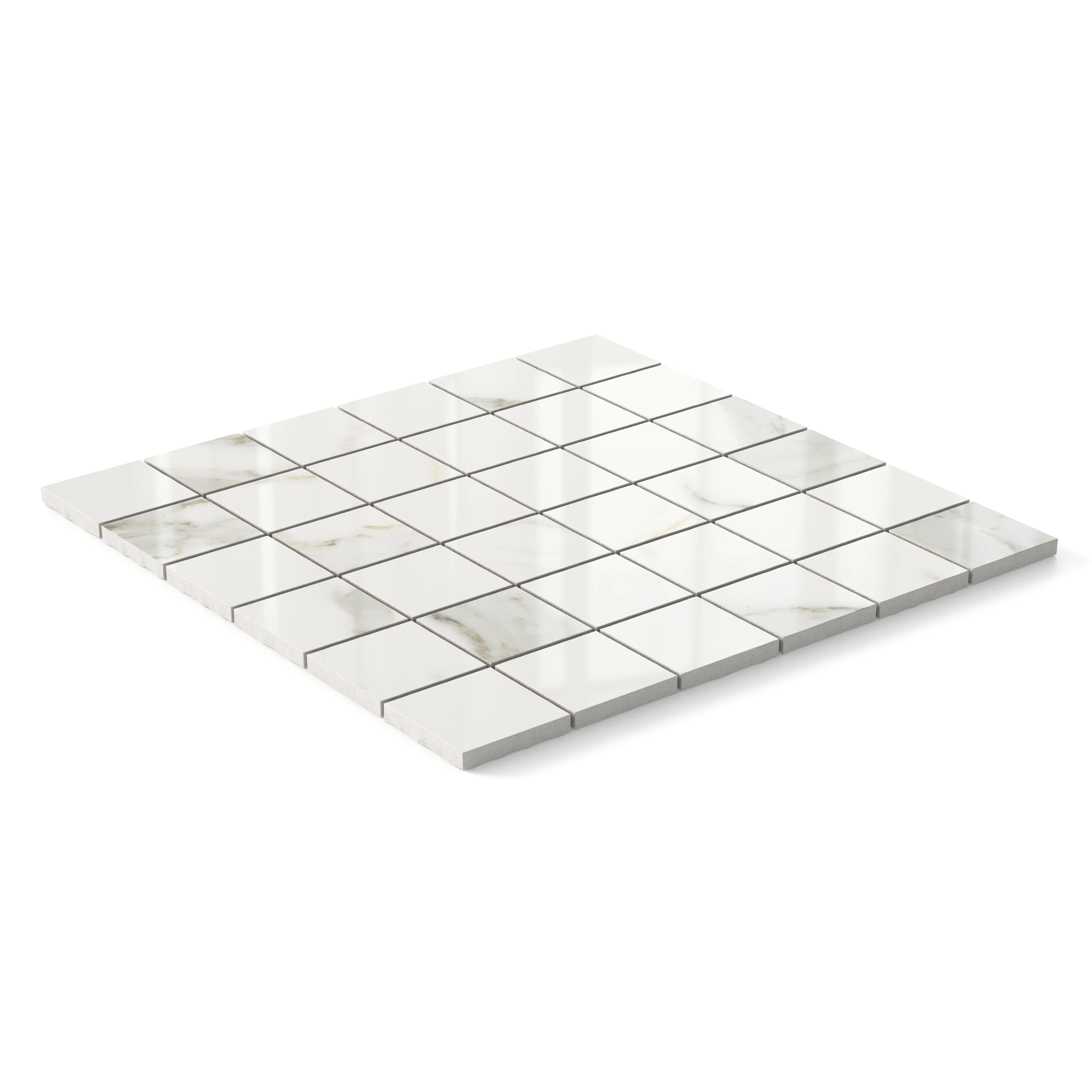 Aniston 2x2 Polished Porcelain Mosaic Tile in Calacatta Top - Image 2