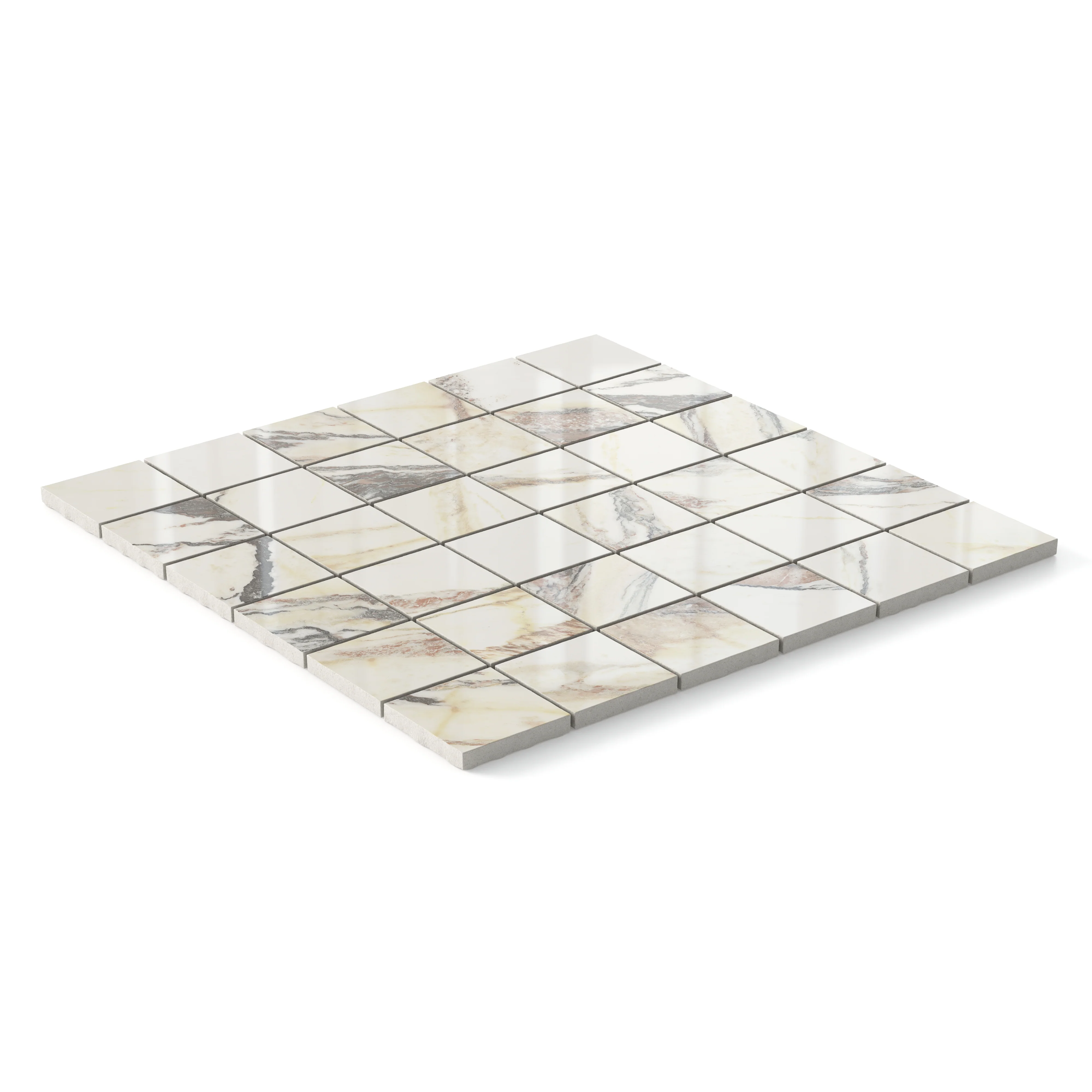 Aniston 2x2 Polished Porcelain Mosaic Tile in Calacatta Viola - Image 2