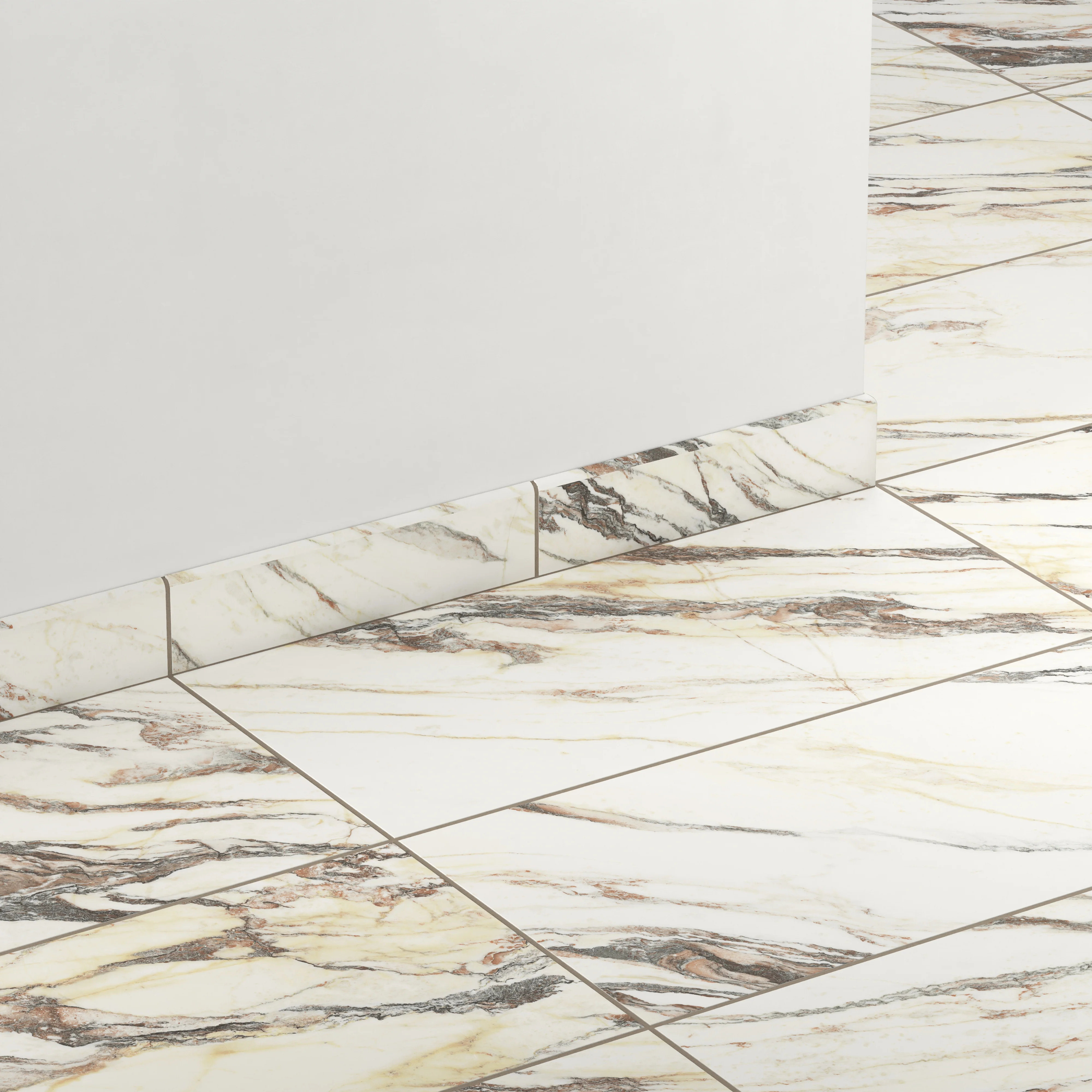 Aniston 3x12 Matte Porcelain Bullnose Tile in Calacatta Viola - Image 3